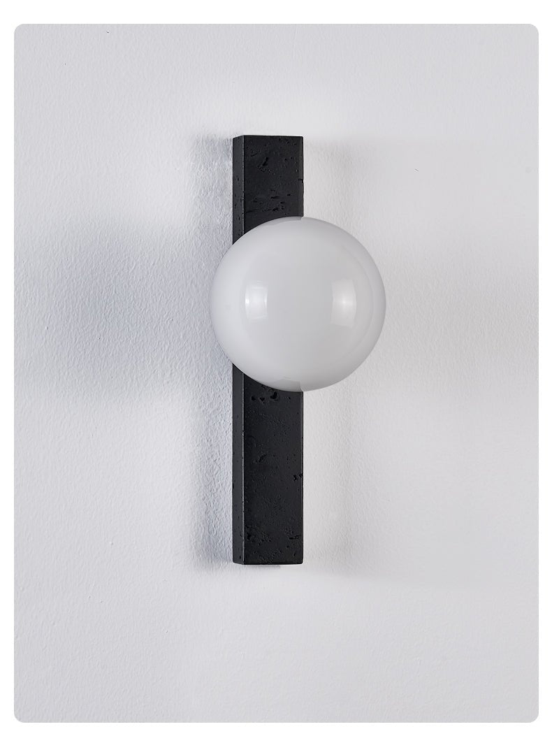 Aria Globe Black Travertine Sconce-Neutral Decor