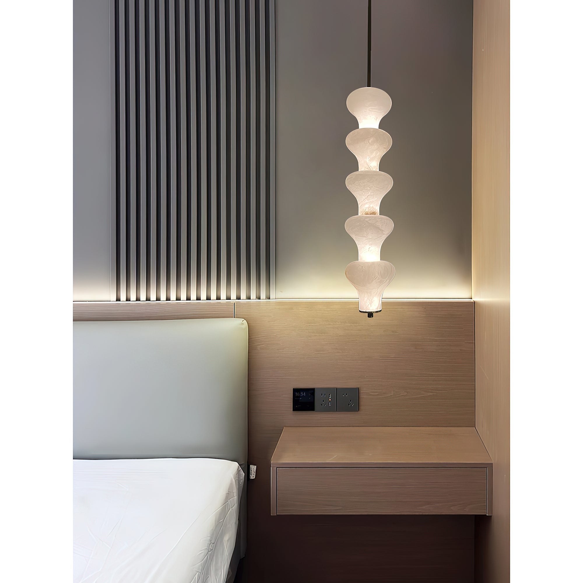 Top-down perspective of the alabaster pendant lamp.