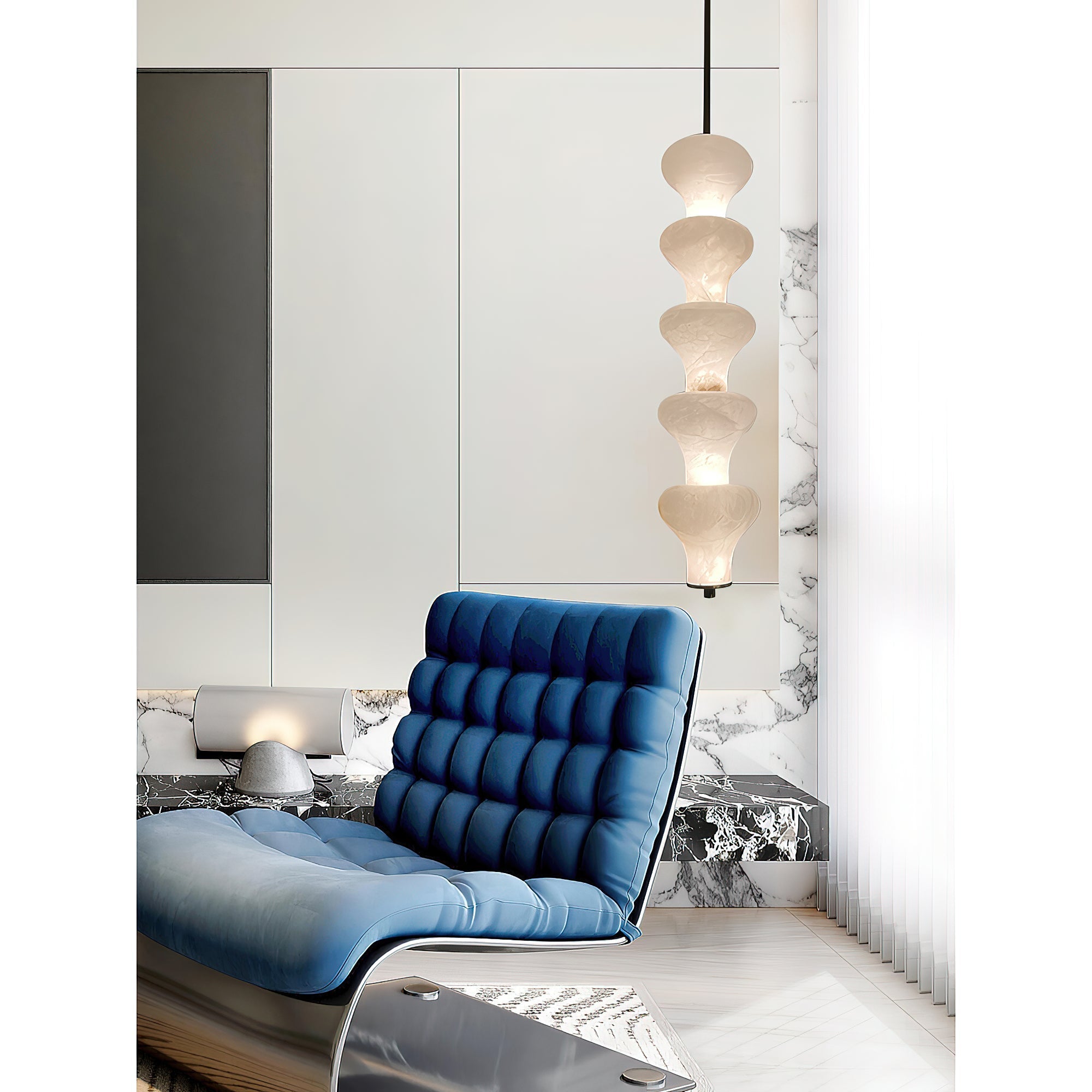 Balandres pendant lamp installed in a modern living room setting.