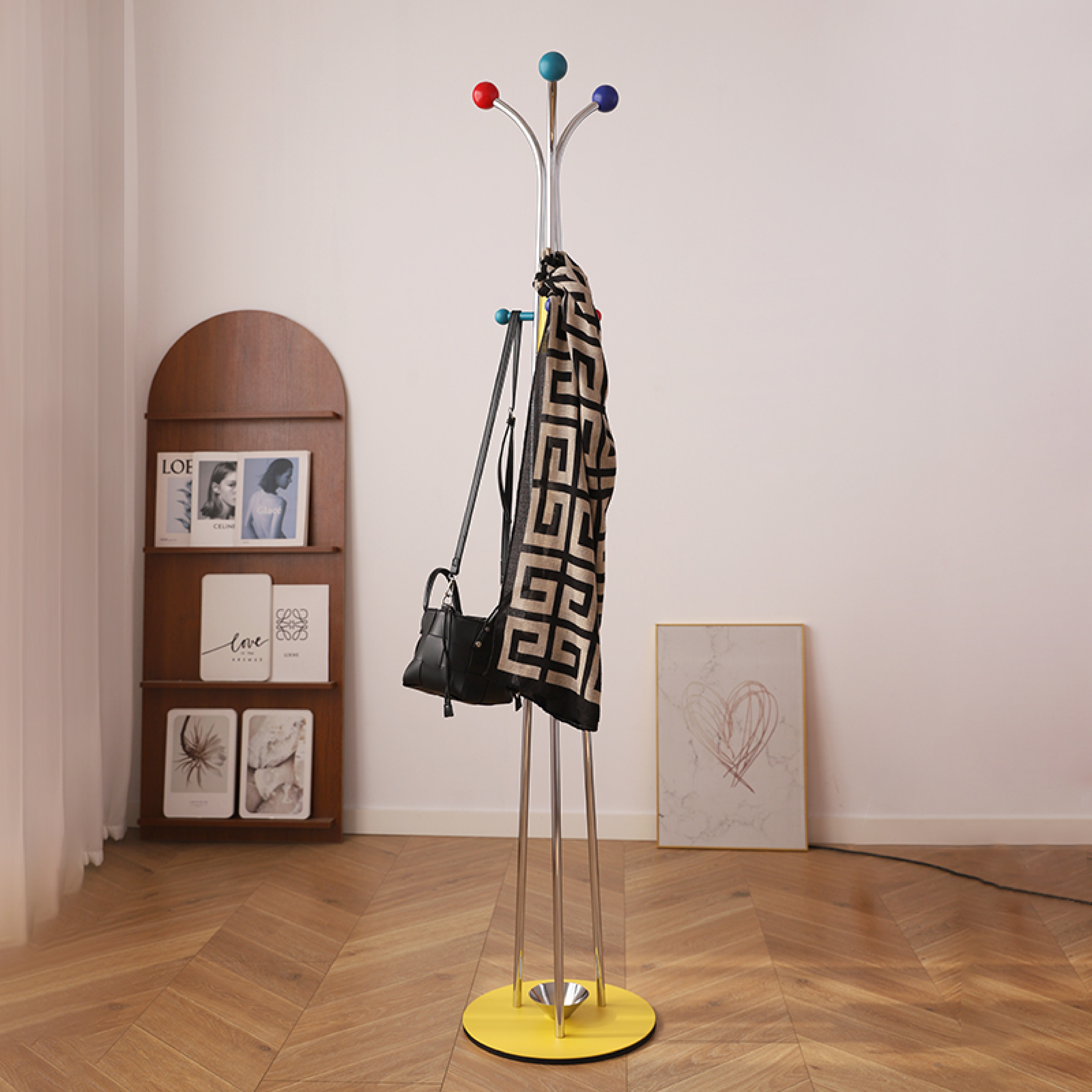 Ball Top Standing Coat Rack-Neutral Decor