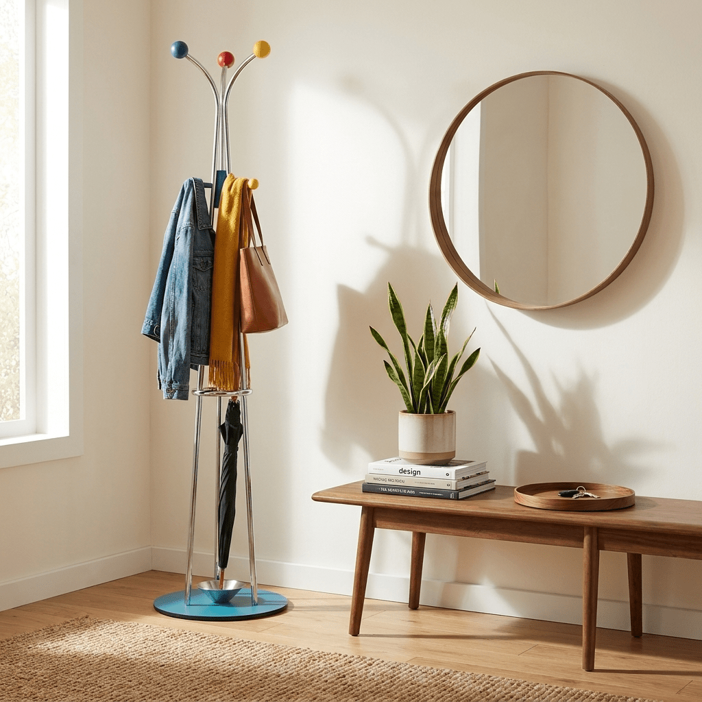 Ball Top Standing Coat Rack-Neutral Decor
