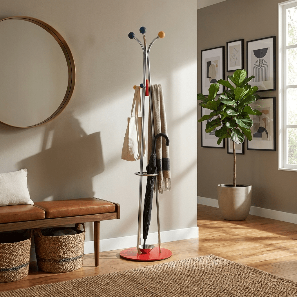 Ball Top Standing Coat Rack-Neutral Decor