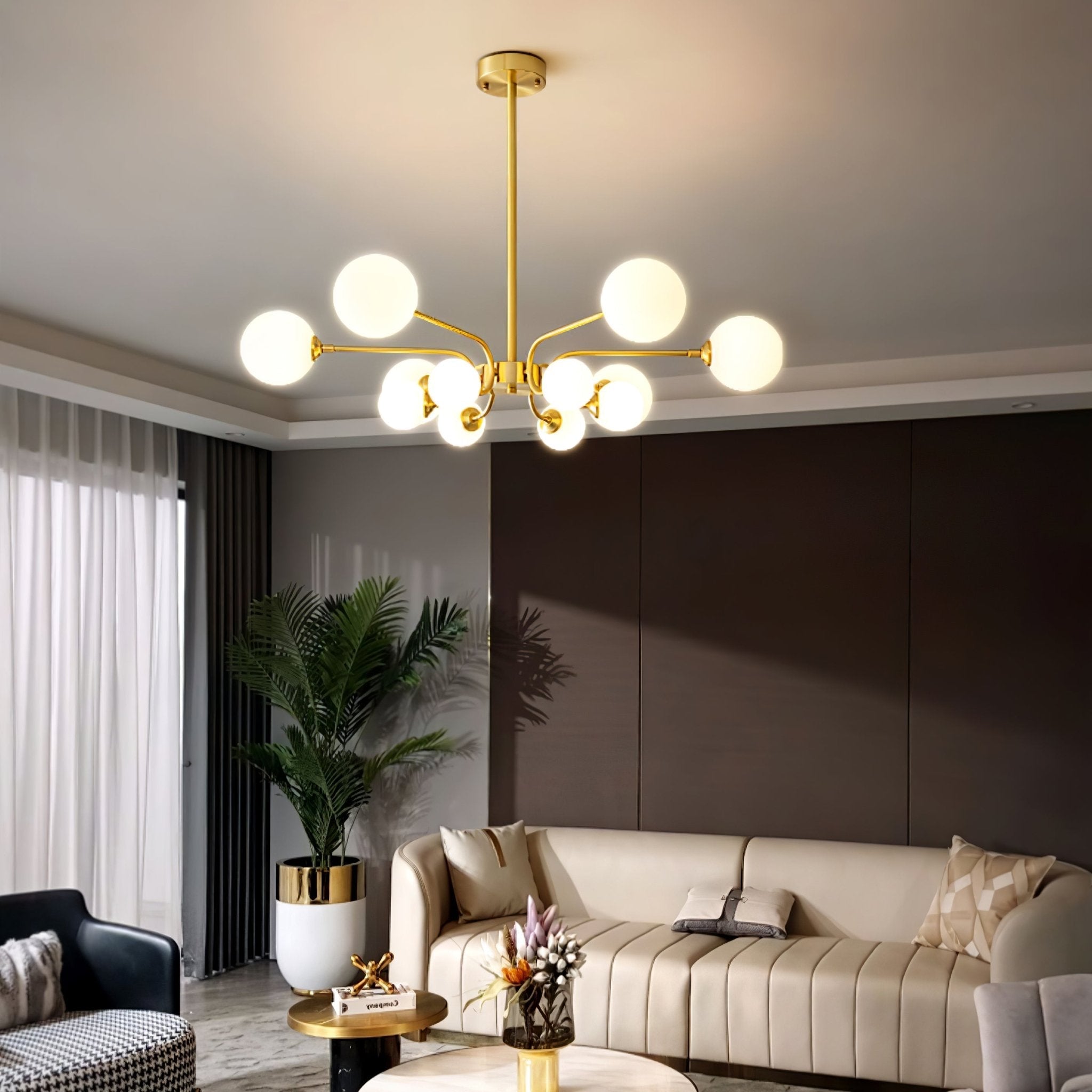 Wace Chandelier Globe Arm Modern-Neutral Decor