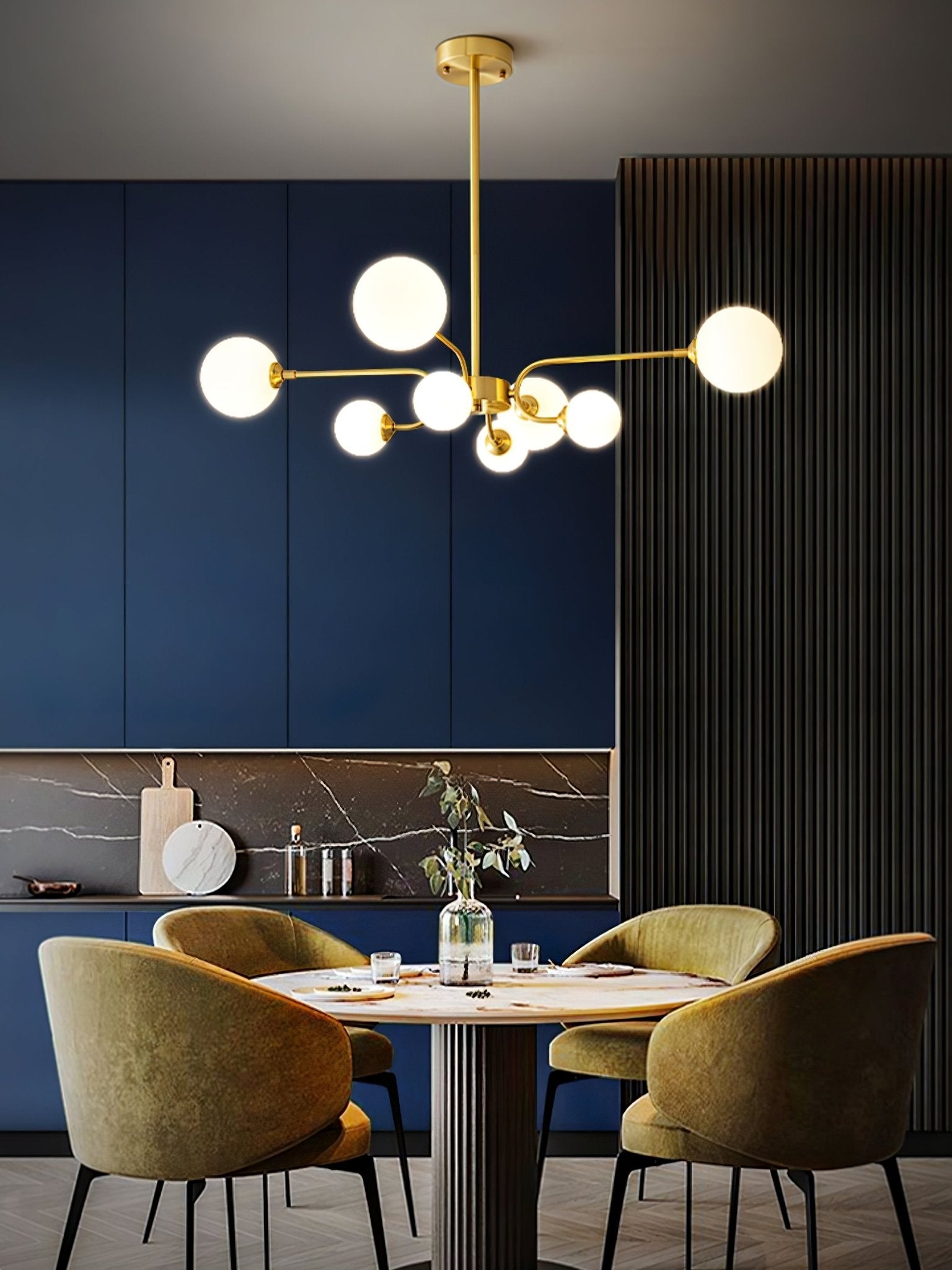 Wace Chandelier Globe Arm Modern-Neutral Decor