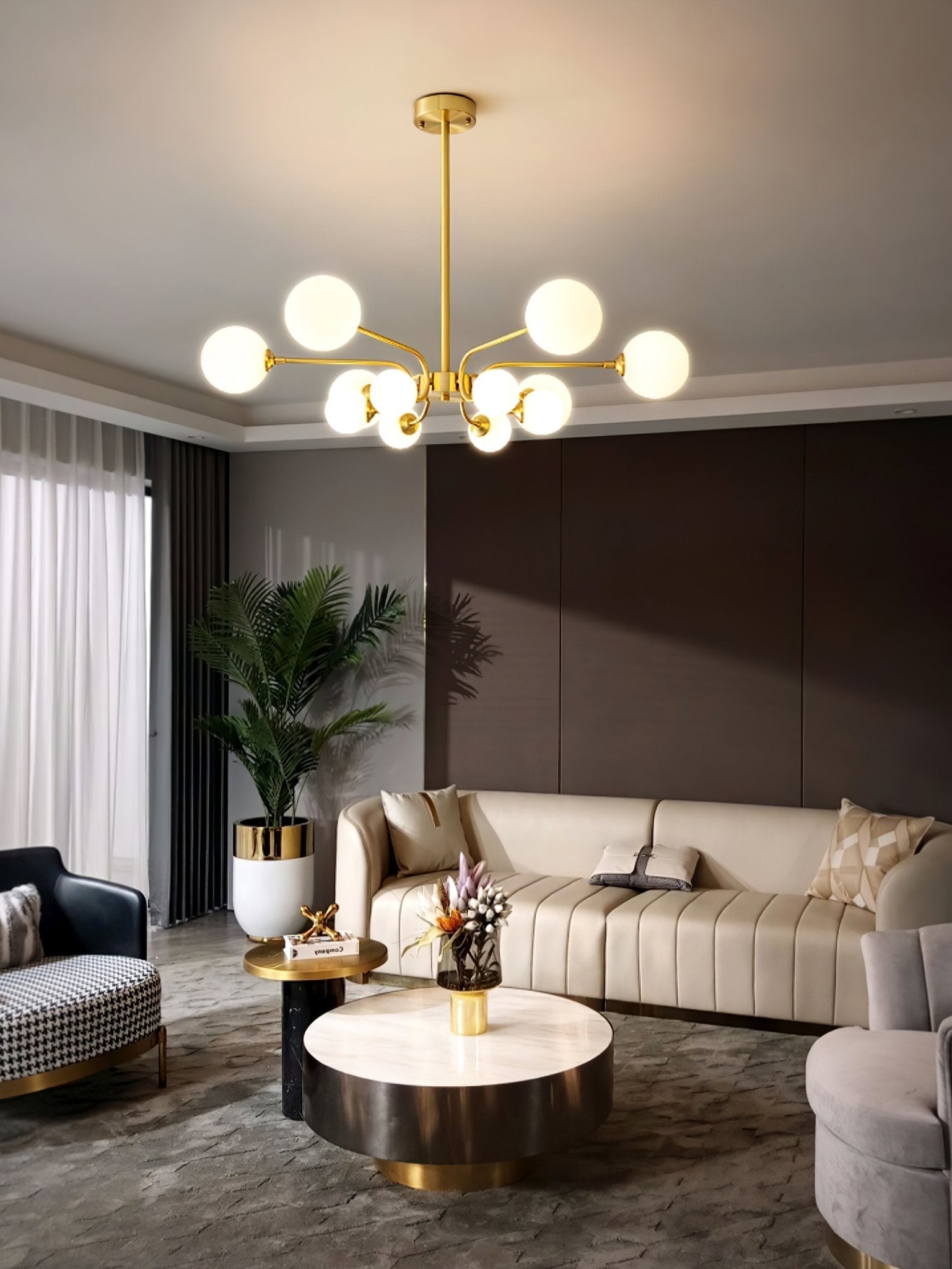 Wace Chandelier Globe Arm Modern-Neutral Decor