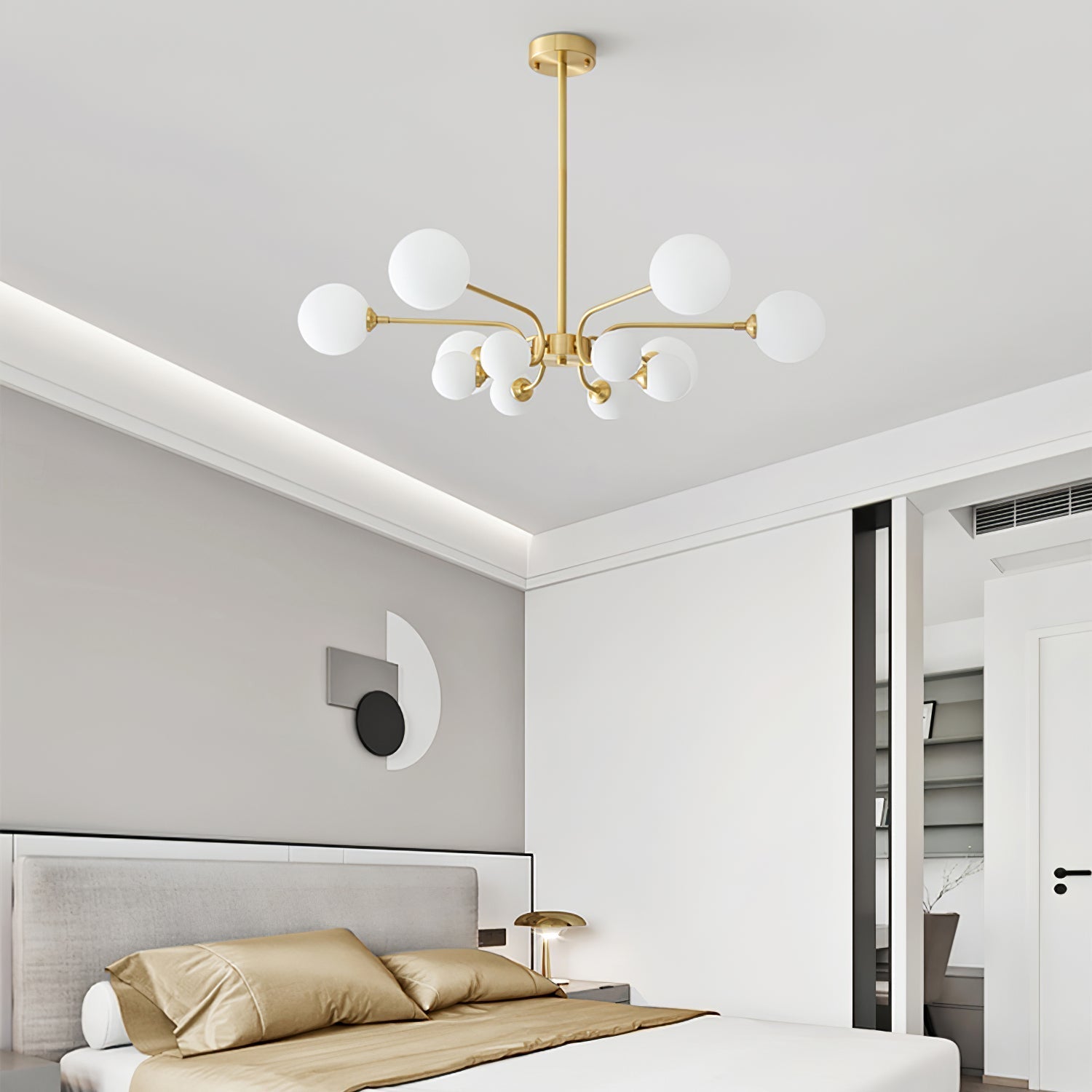 Wace Chandelier Globe Arm Modern-Neutral Decor