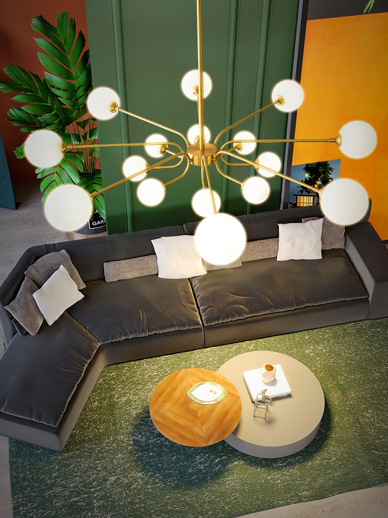 Wace Chandelier Globe Arm Modern-Neutral Decor
