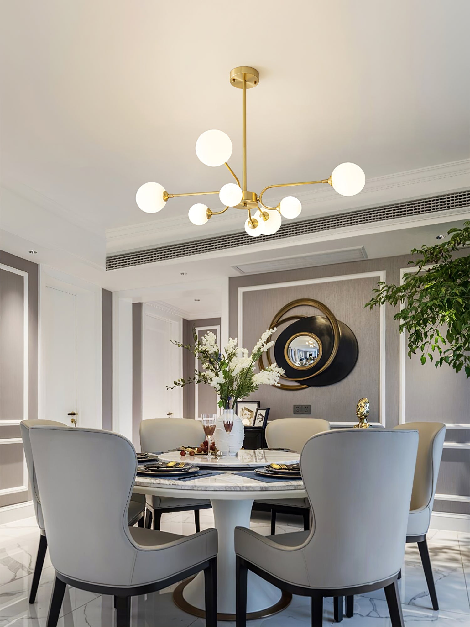 Wace Chandelier Globe Arm Modern-Neutral Decor