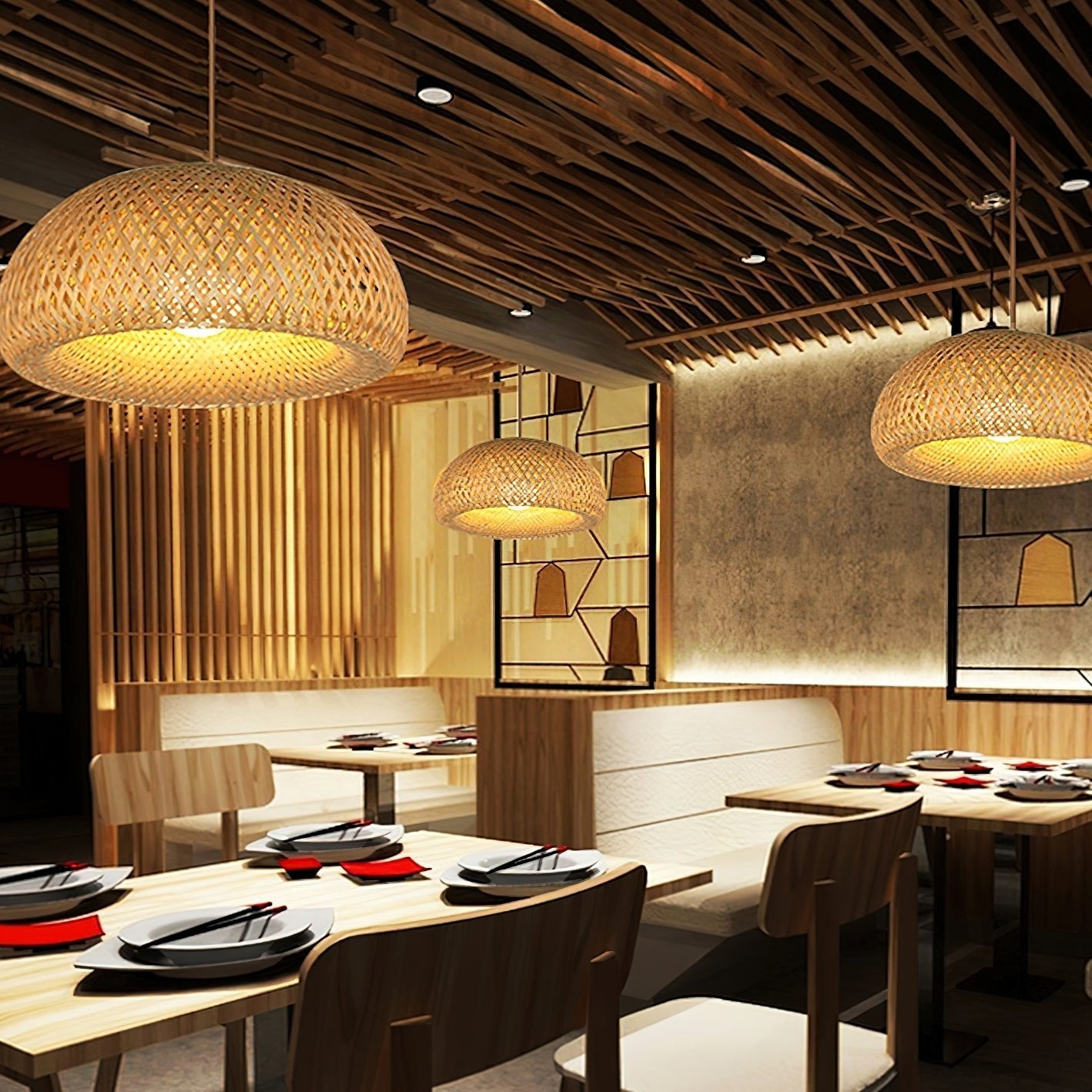 Nostor Bamboo Retro Vintage Pendant Lamp-Neutral Decor