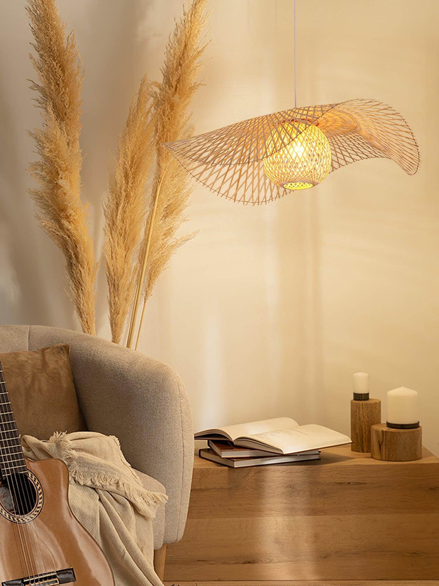 Twirl Bamboo Frame Pendant Lamp-Neutral Decor