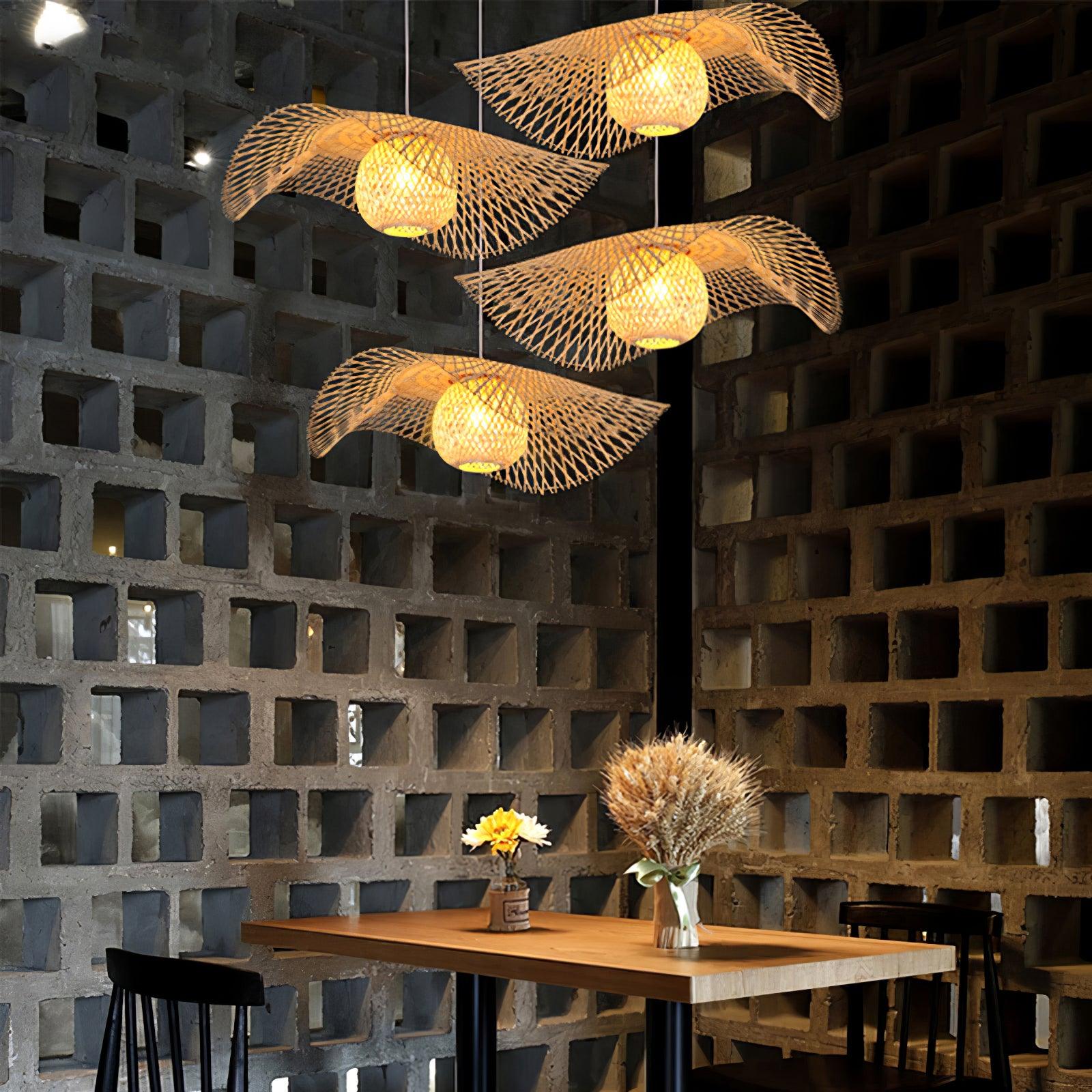 Twirl Bamboo Frame Pendant Lamp-Neutral Decor