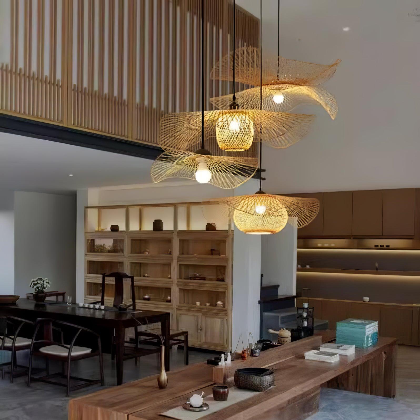 Twirl Bamboo Frame Pendant Lamp-Neutral Decor