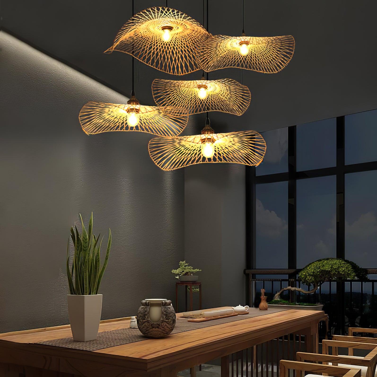 Twirl Bamboo Frame Pendant Lamp-Neutral Decor