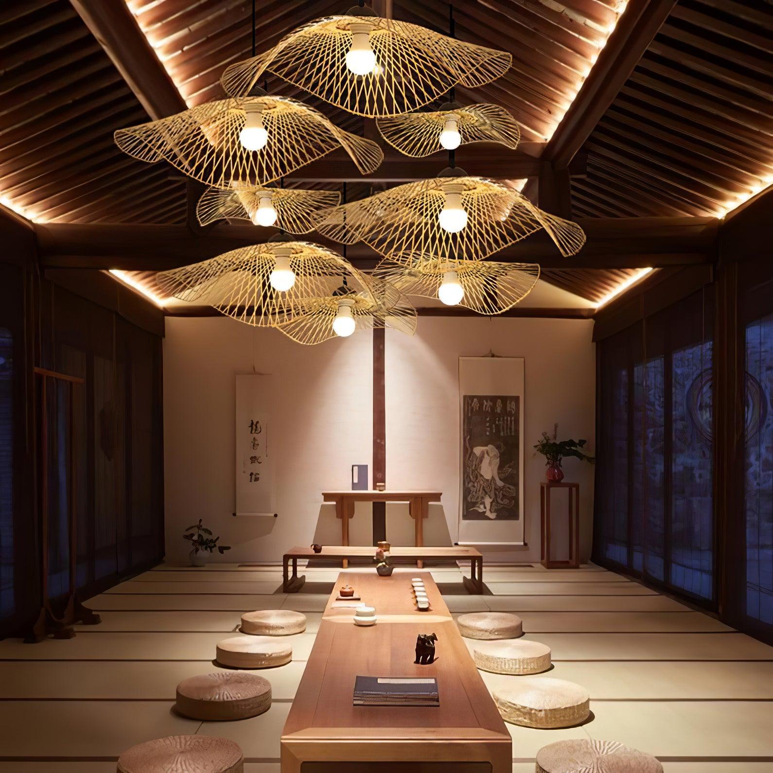 Twirl Bamboo Frame Pendant Lamp-Neutral Decor