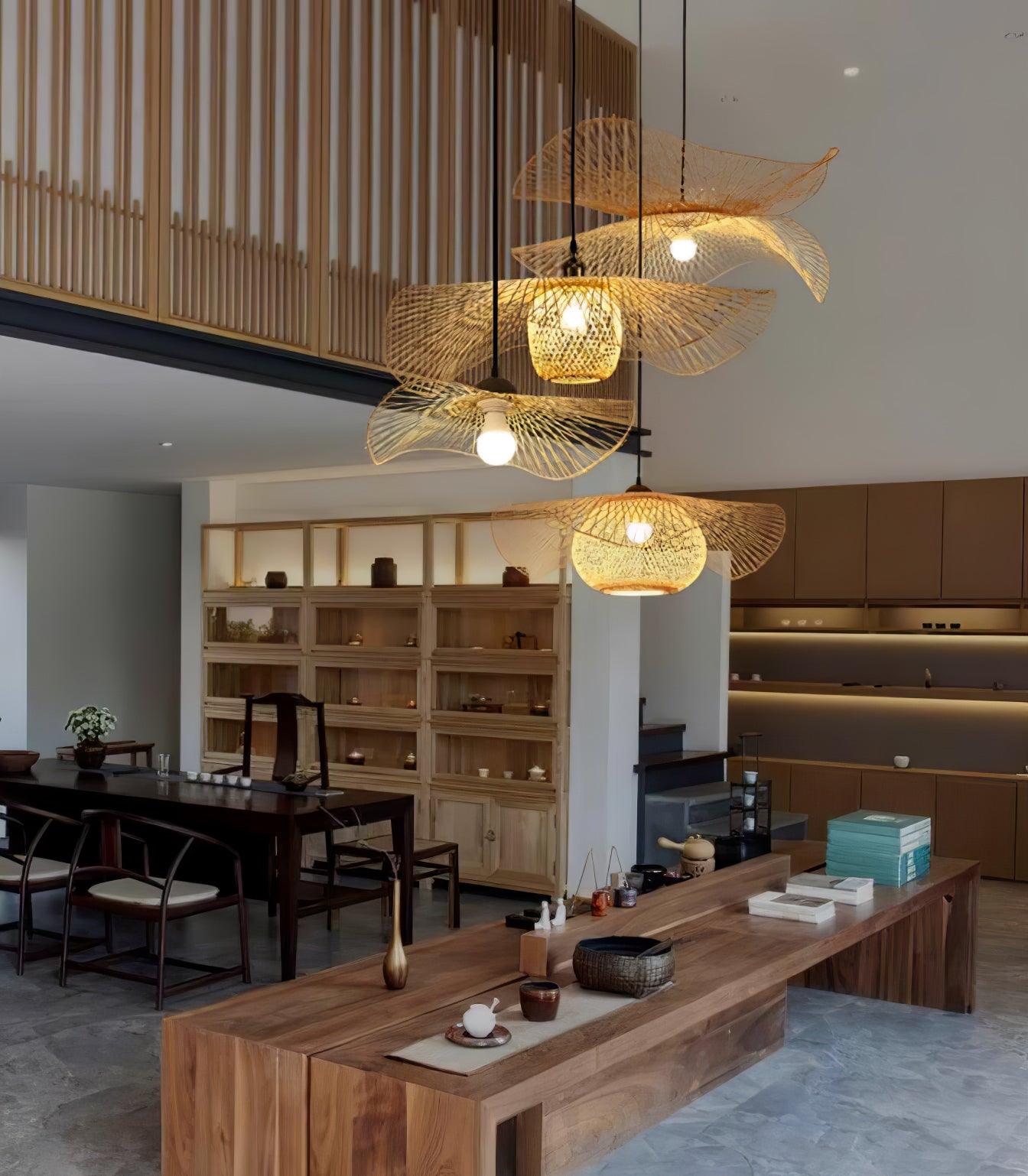 Twirl Bamboo Frame Pendant Lamp-Neutral Decor