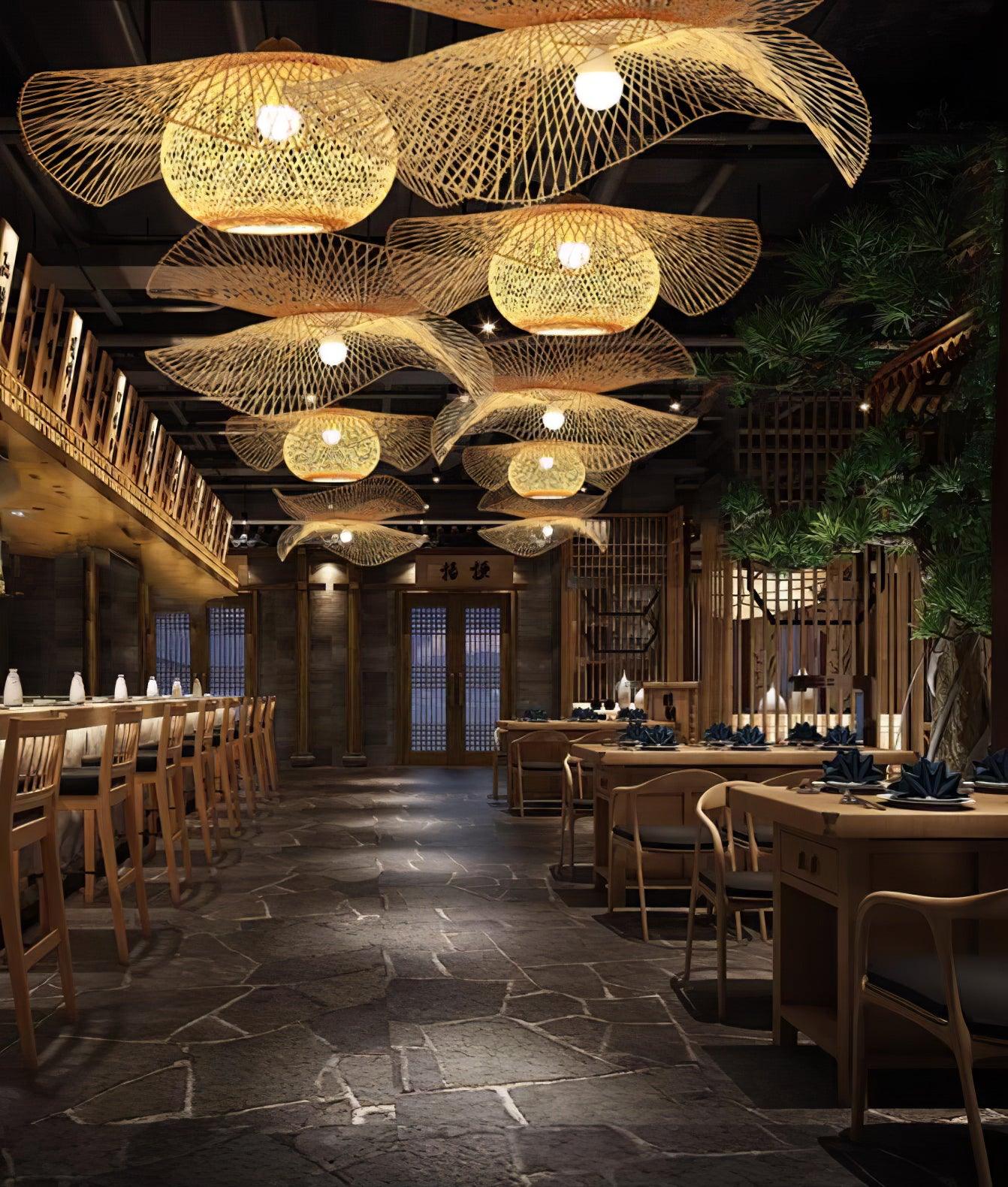 Twirl Bamboo Frame Pendant Lamp-Neutral Decor