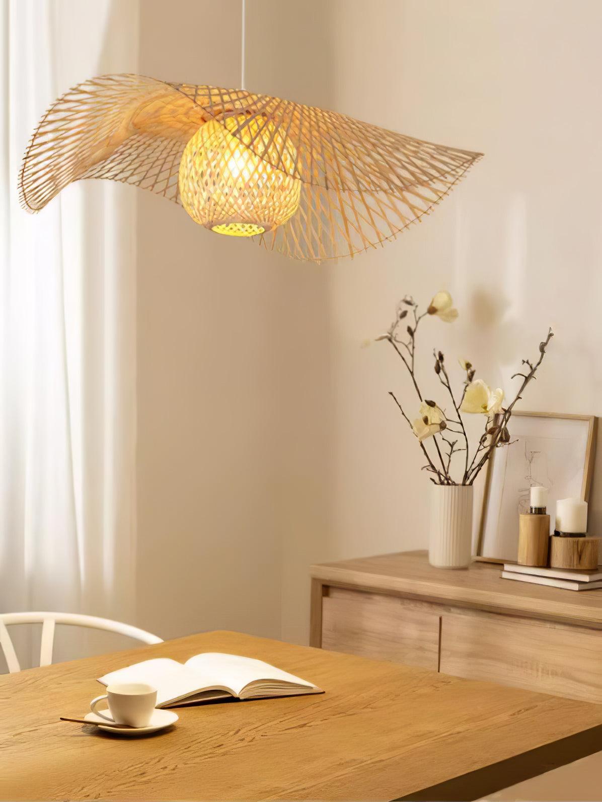 Twirl Bamboo Frame Pendant Lamp-Neutral Decor
