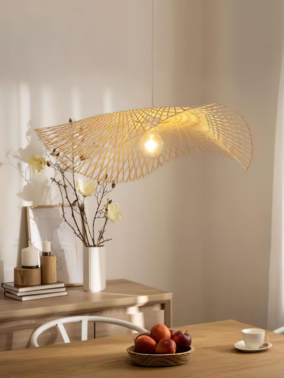 Twirl Bamboo Frame Pendant Lamp-Neutral Decor
