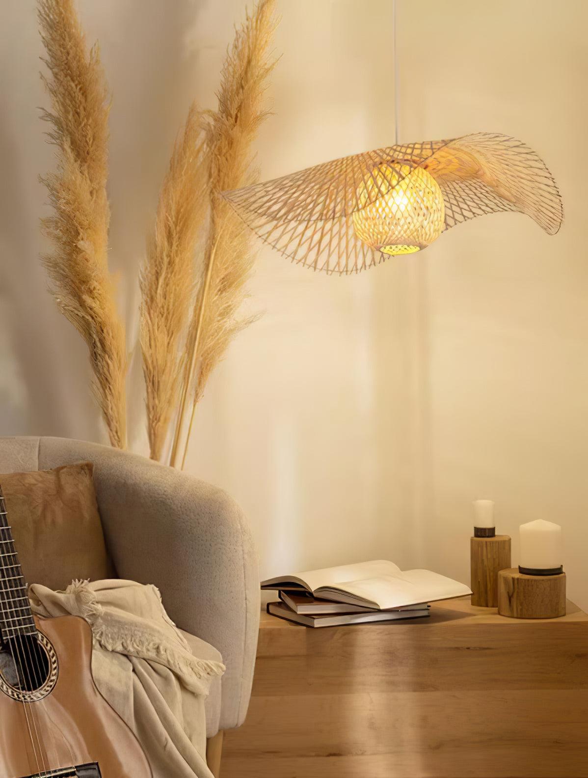 Twirl Bamboo Frame Pendant Lamp-Neutral Decor