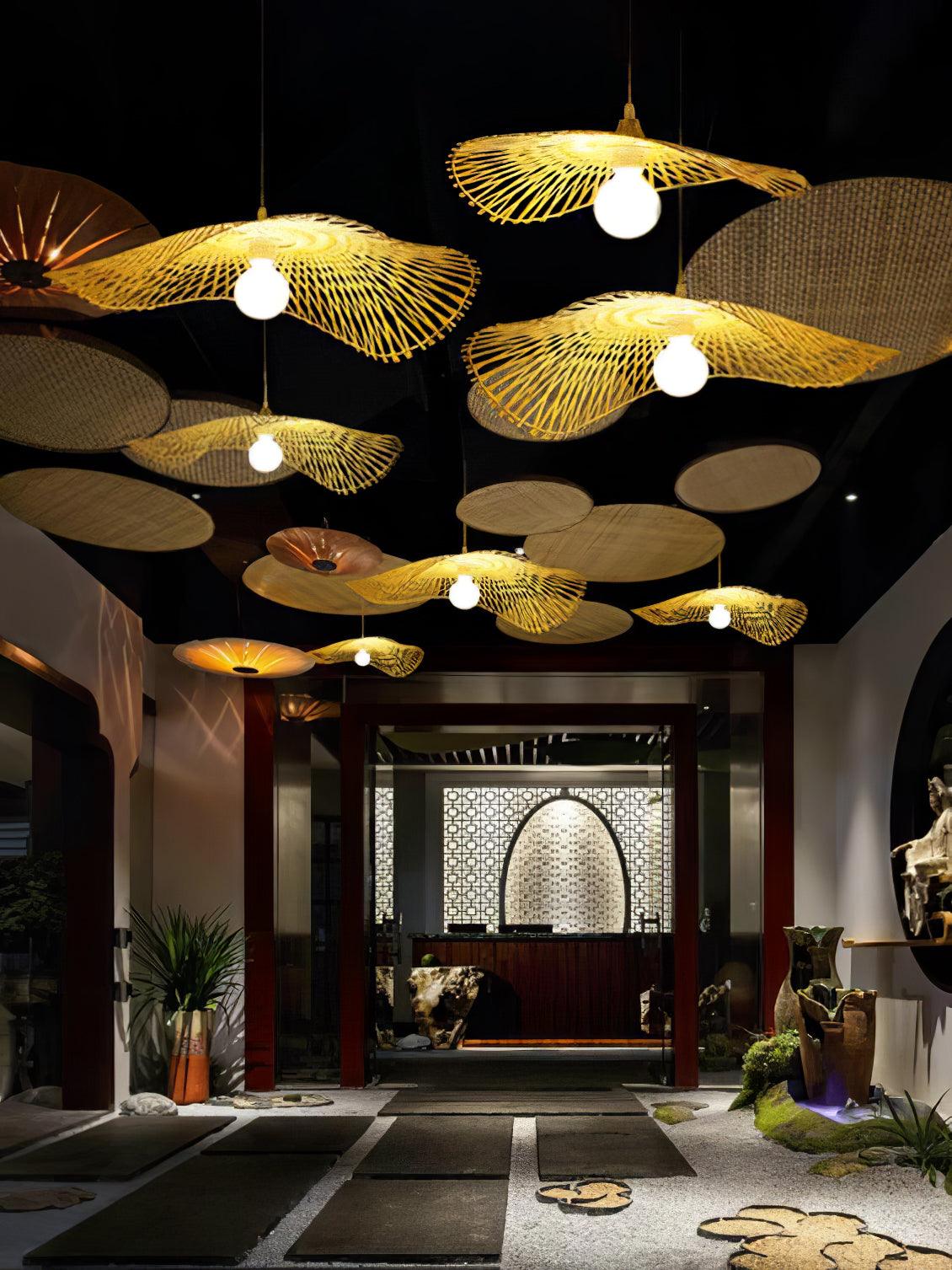 Twirl Bamboo Frame Pendant Lamp-Neutral Decor