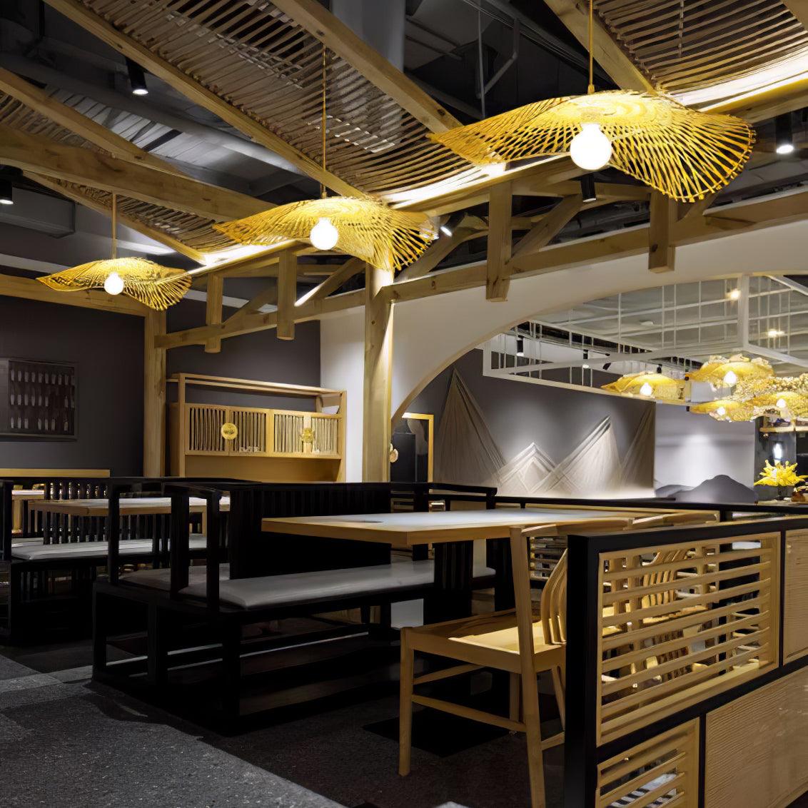 Twirl Bamboo Frame Pendant Lamp-Neutral Decor