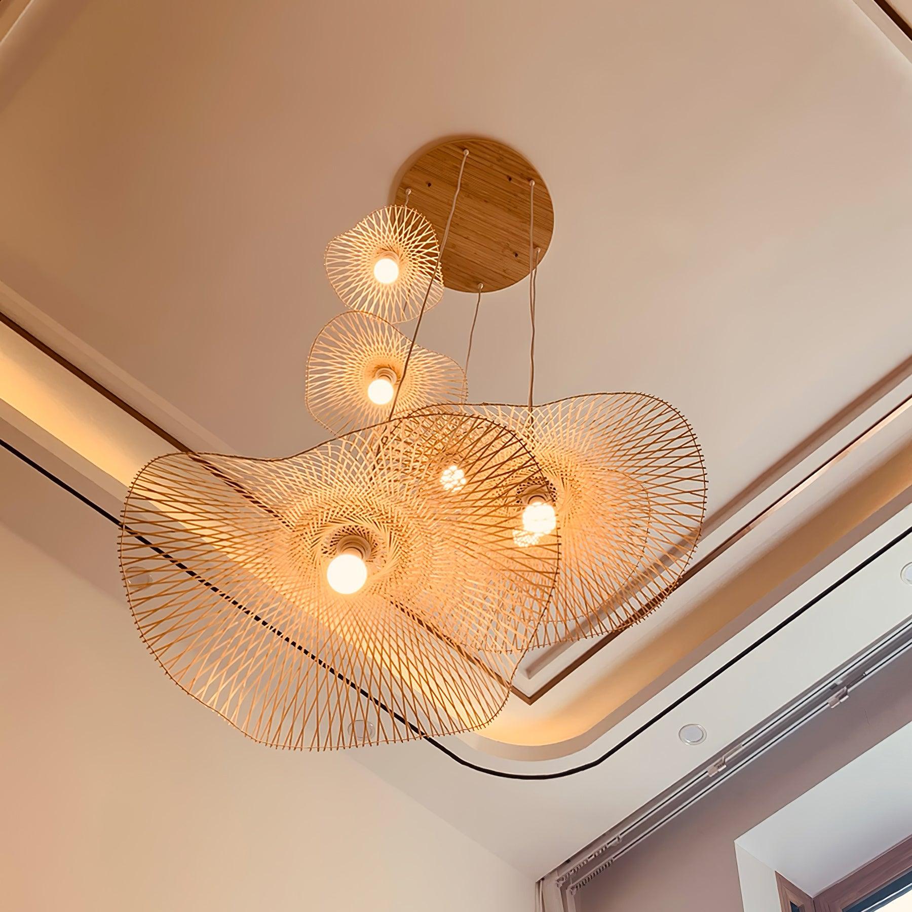 Twirl Bamboo Frame Pendant Lamp-Neutral Decor