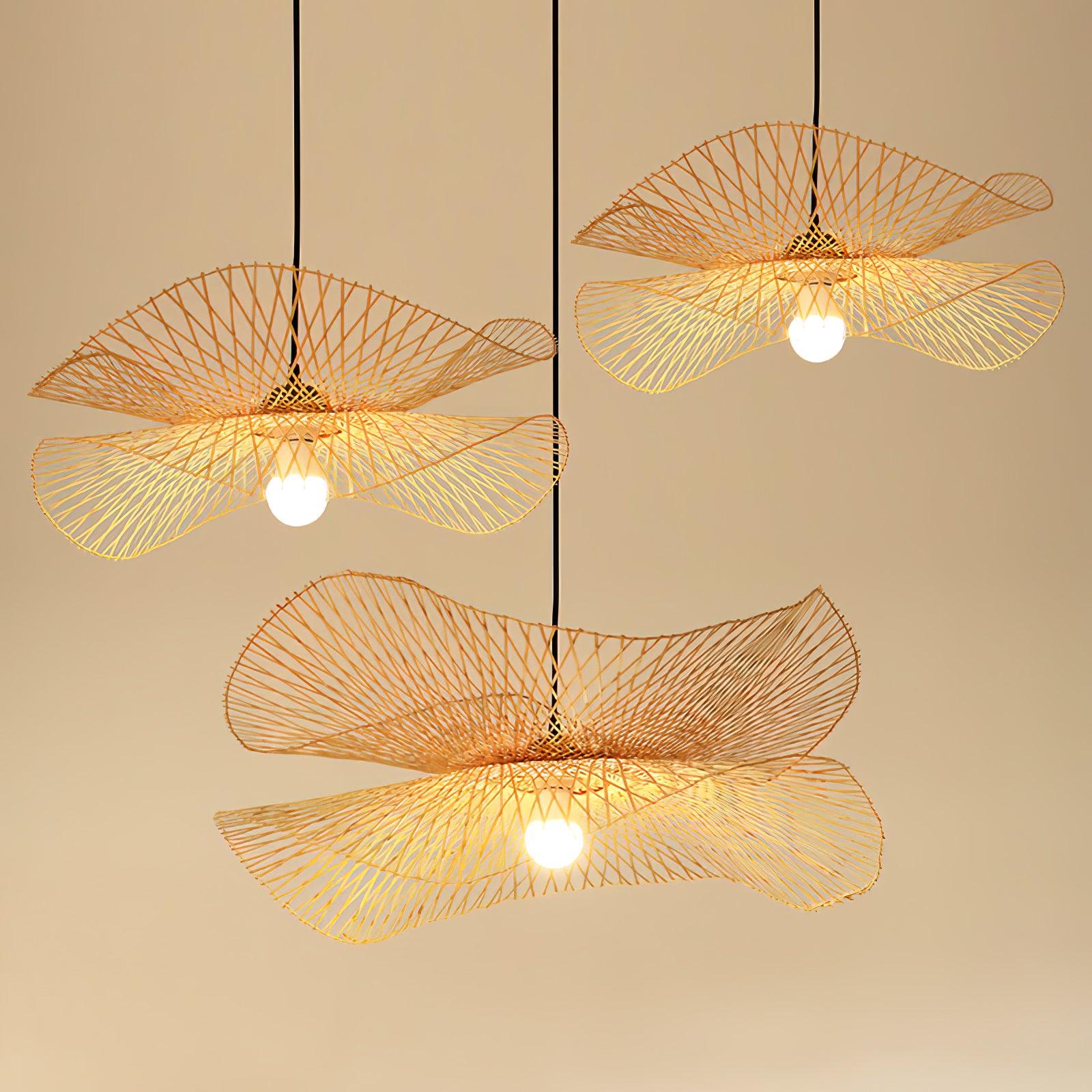 Twirl Bamboo Frame Pendant Lamp-Neutral Decor