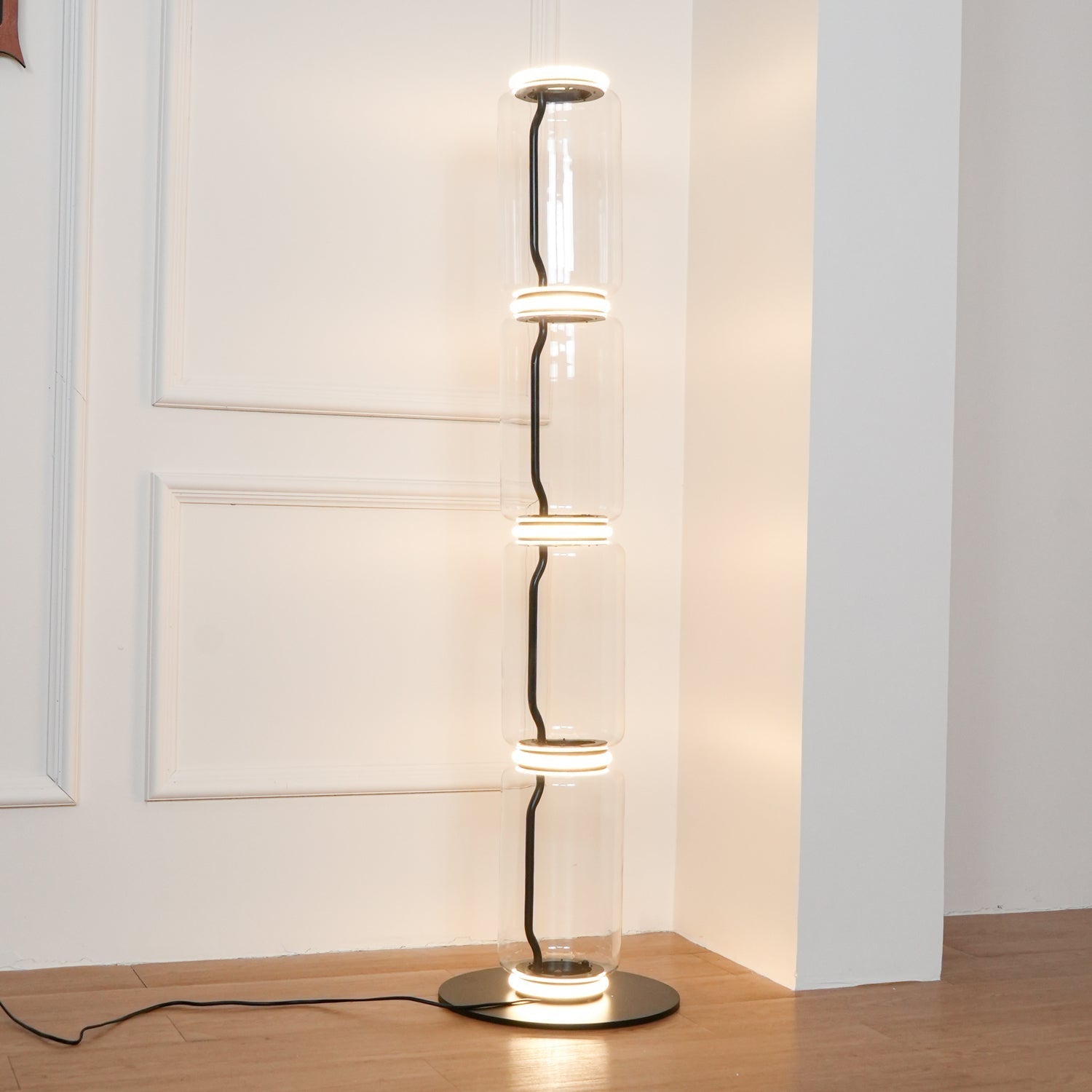 Cyrilys Floor Lamp Bamboo Glass-Neutral Decor