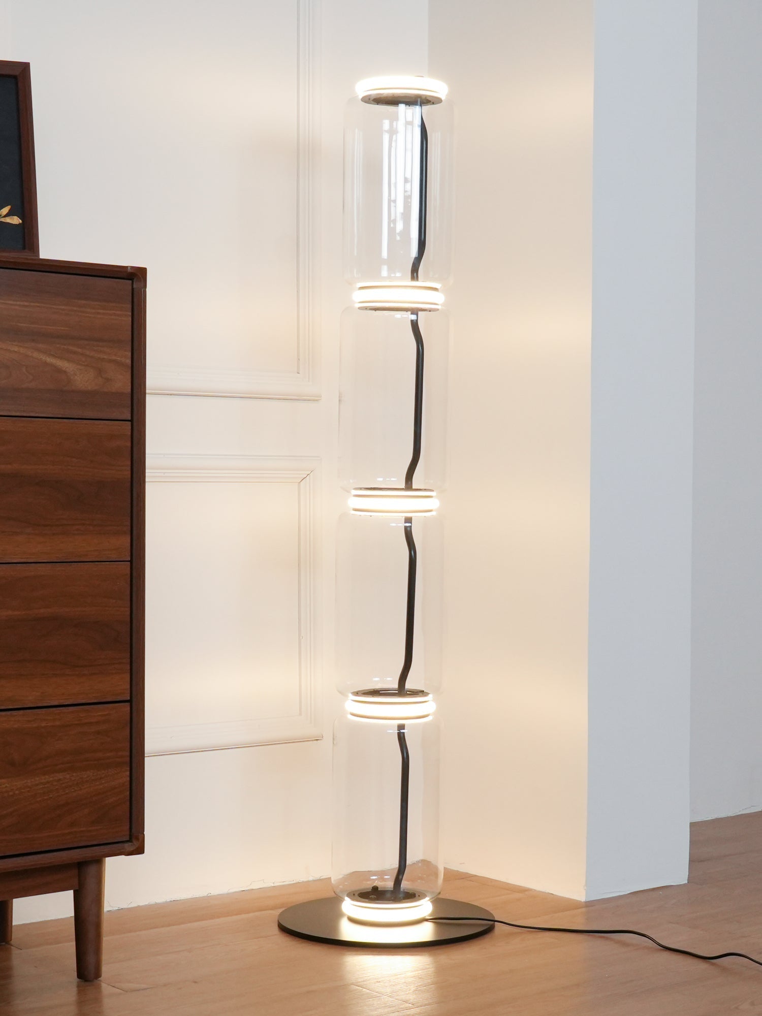 Cyrilys Floor Lamp Bamboo Glass-Neutral Decor