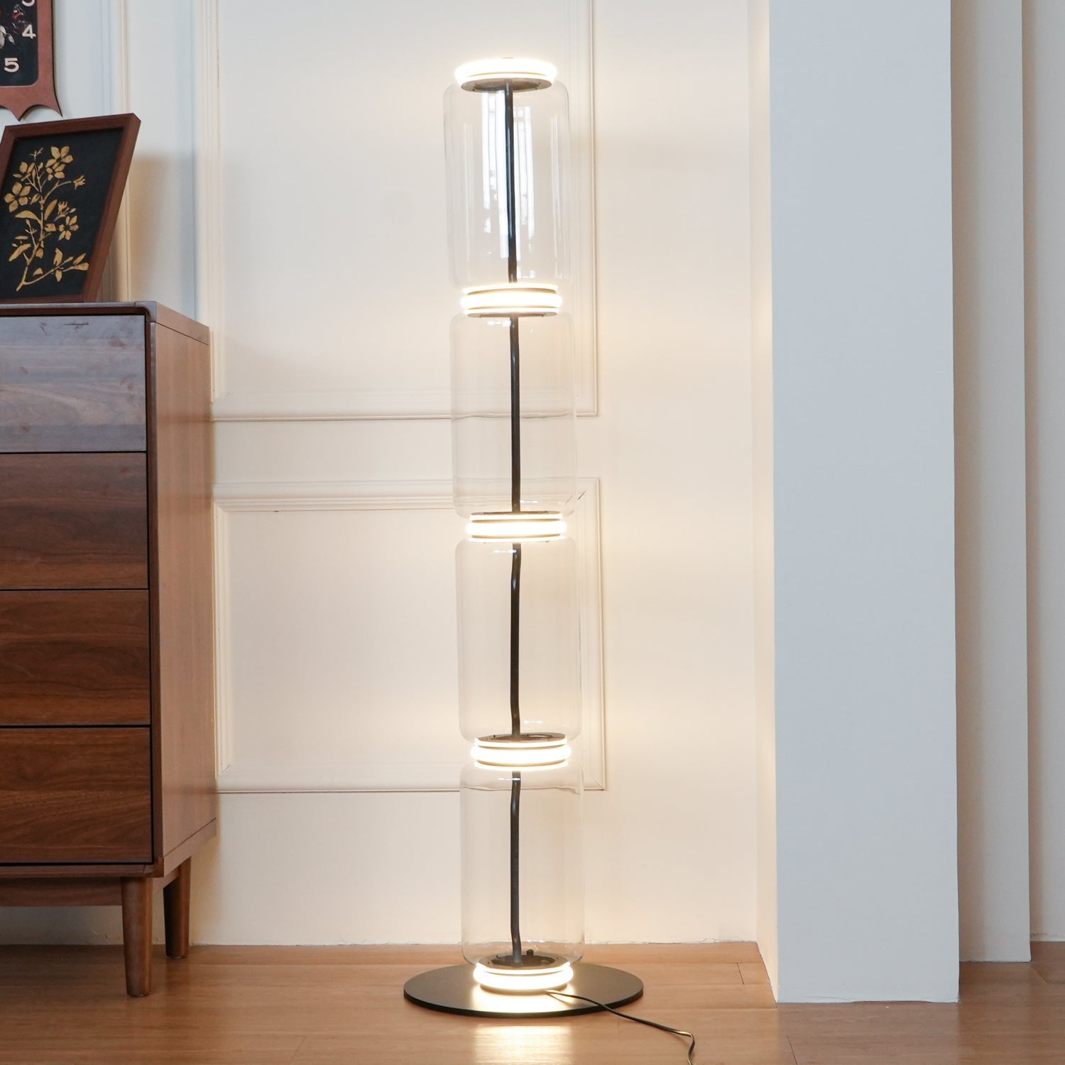 Cyrilys Floor Lamp Bamboo Glass-Neutral Decor