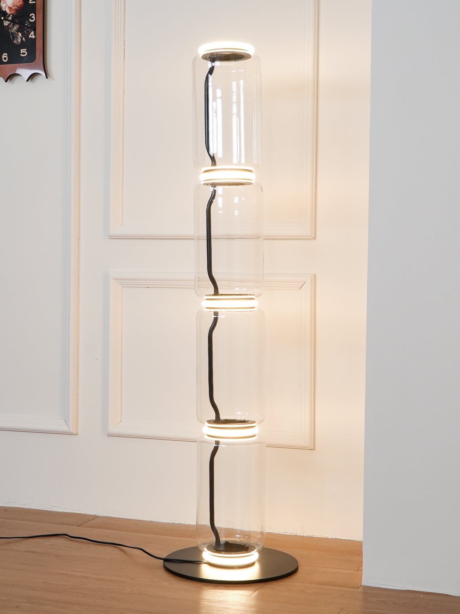 Cyrilys Floor Lamp Bamboo Glass-Neutral Decor