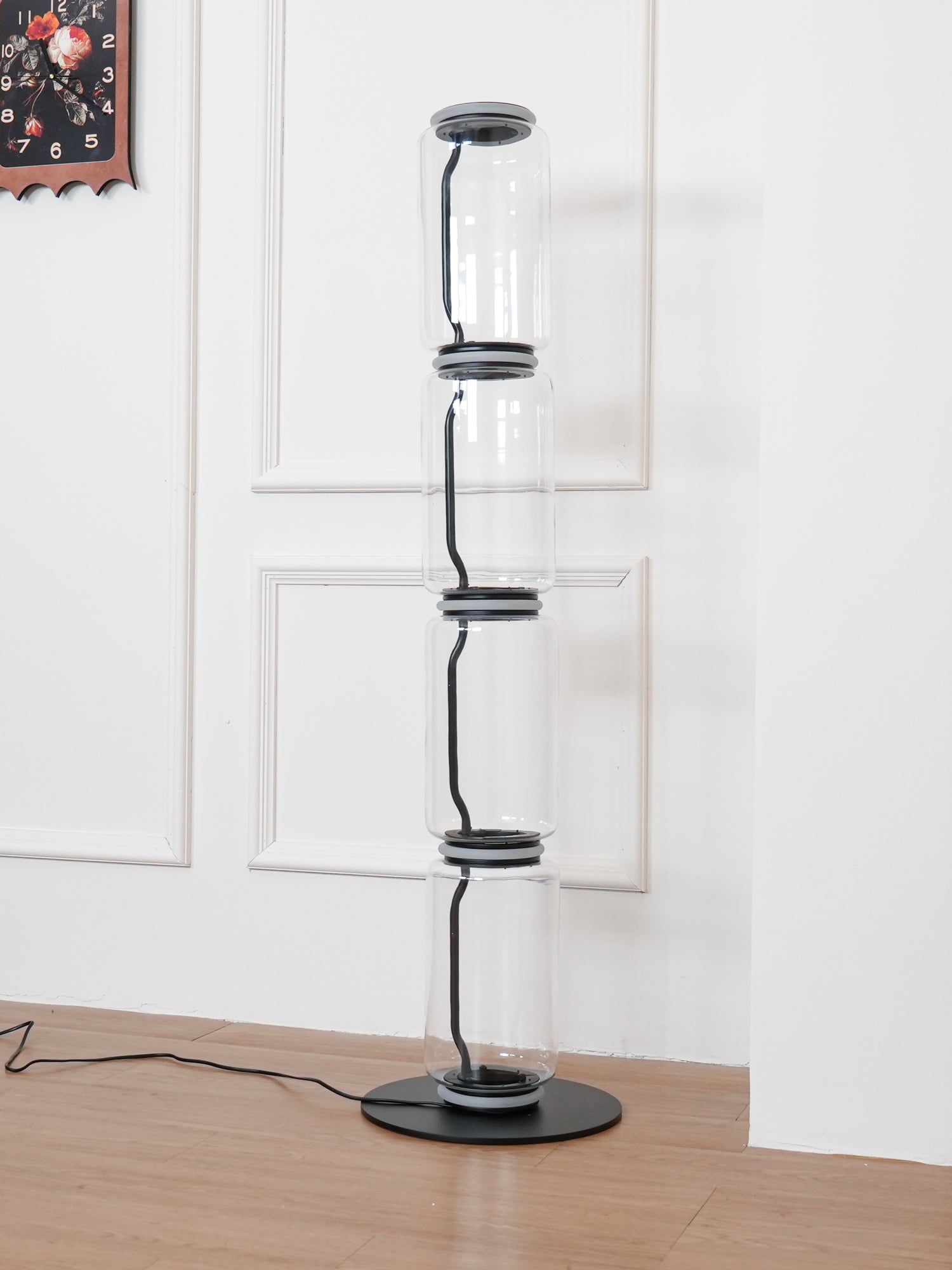 Cyrilys Floor Lamp Bamboo Glass-Neutral Decor