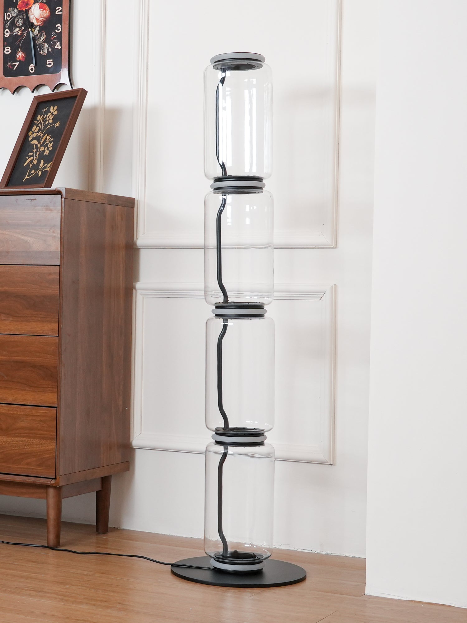 Cyrilys Floor Lamp Bamboo Glass-Neutral Decor