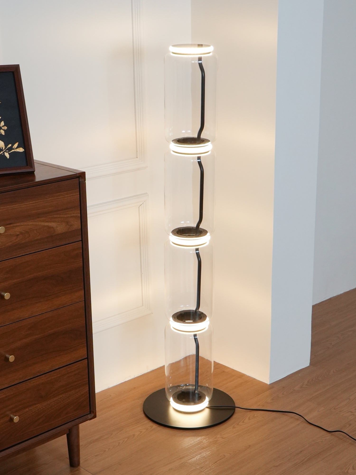 Cyrilys Floor Lamp Bamboo Glass-Neutral Decor