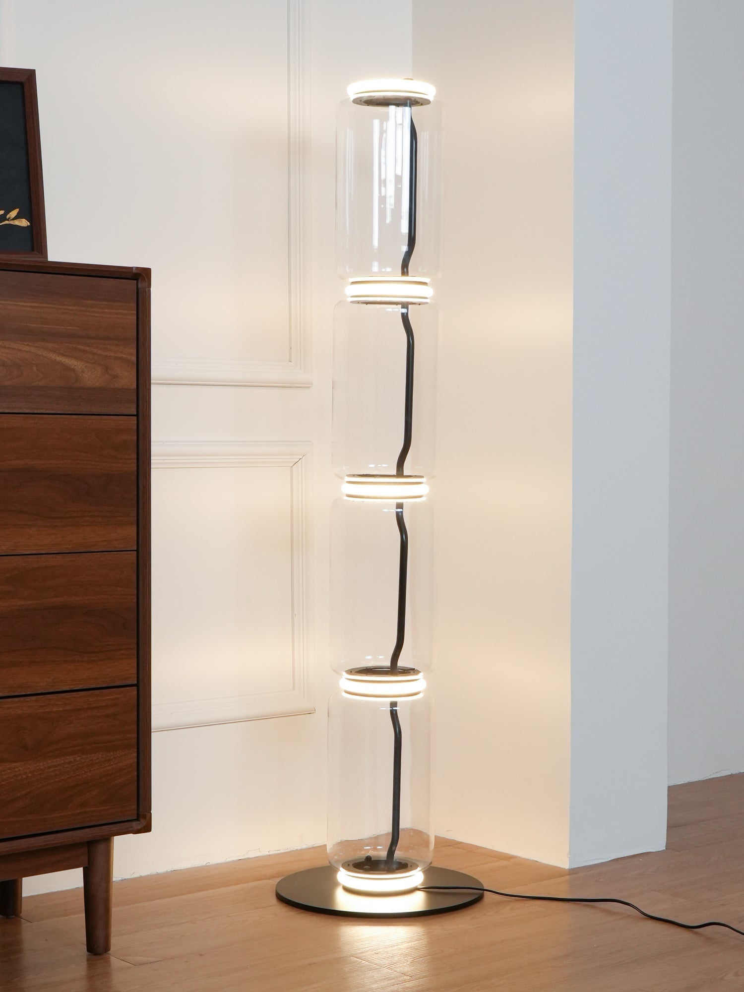 Cyrilys Floor Lamp Bamboo Glass-Neutral Decor