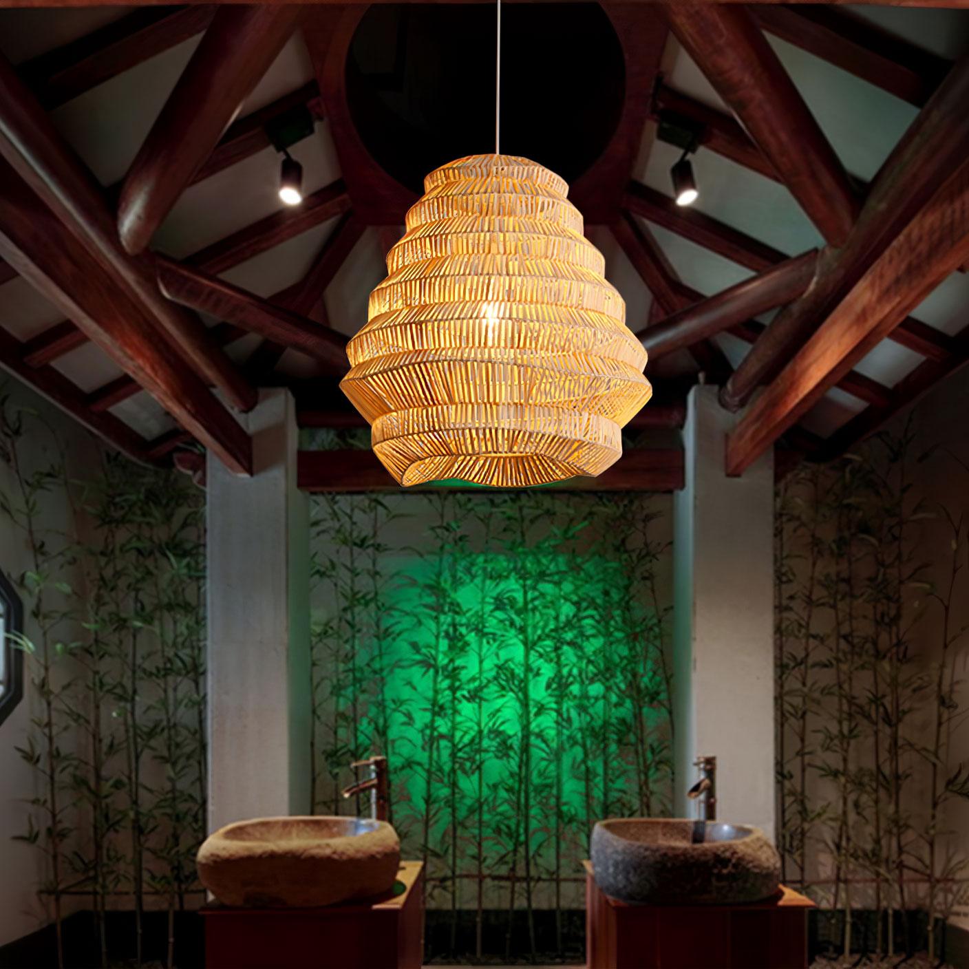 Strata Modern Bamboo Pendant Lamp-Neutral Decor
