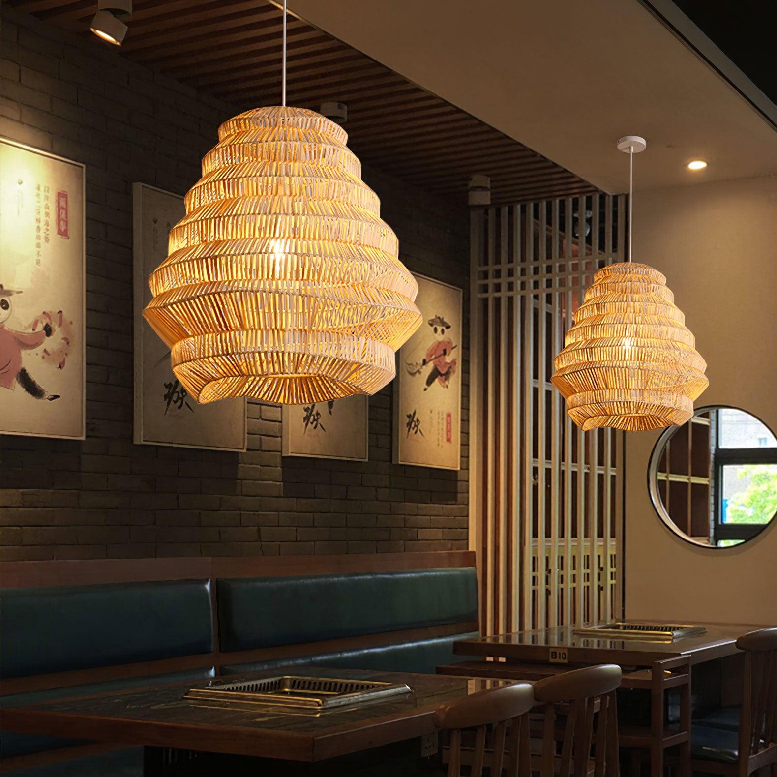 Strata Modern Bamboo Pendant Lamp-Neutral Decor