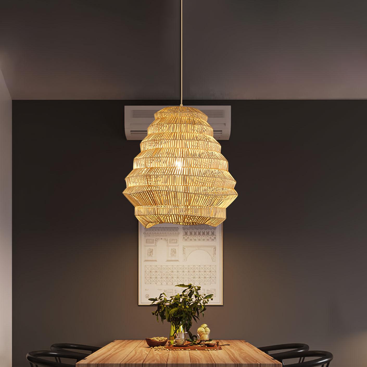 Strata Modern Bamboo Pendant Lamp-Neutral Decor