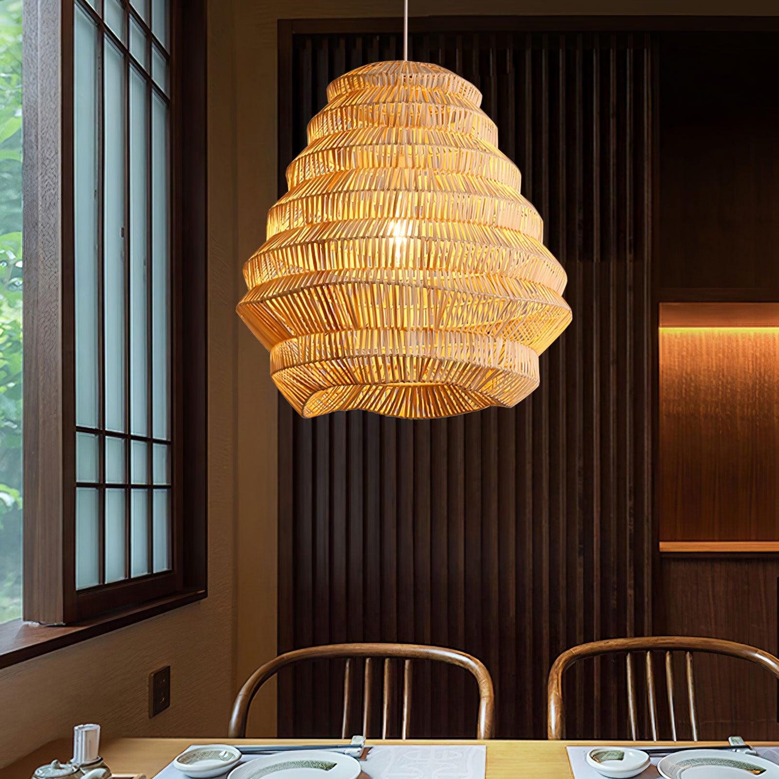 Strata Modern Bamboo Pendant Lamp-Neutral Decor