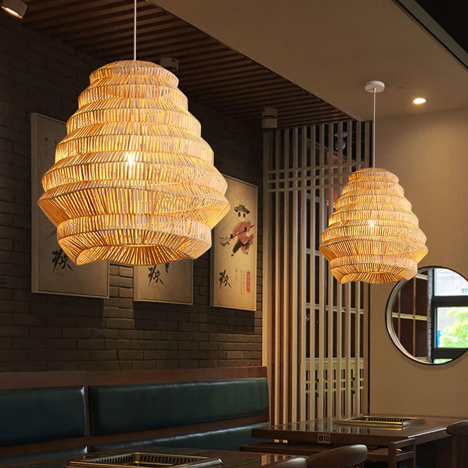 Strata Modern Bamboo Pendant Lamp-Neutral Decor