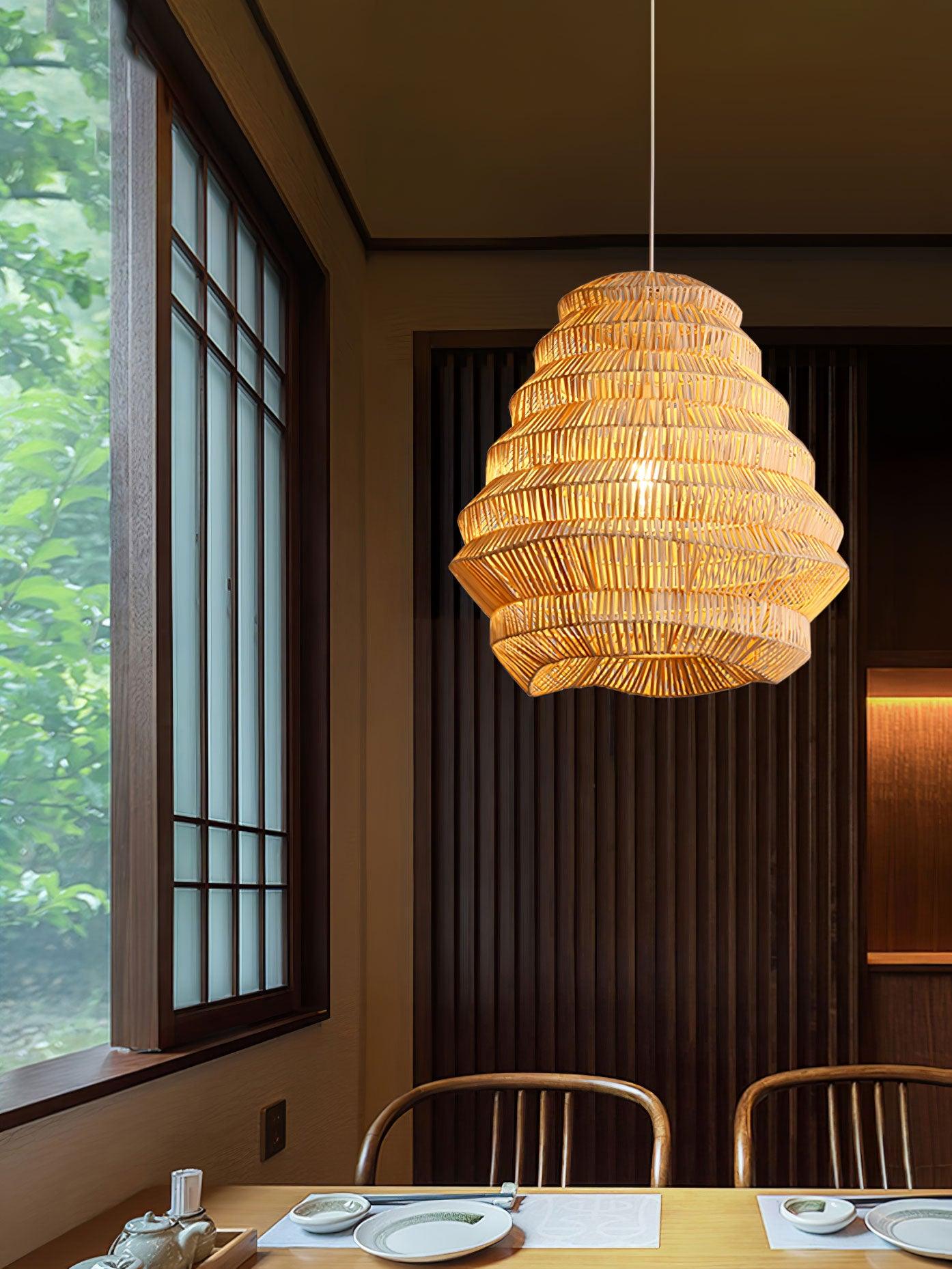 Strata Modern Bamboo Pendant Lamp-Neutral Decor