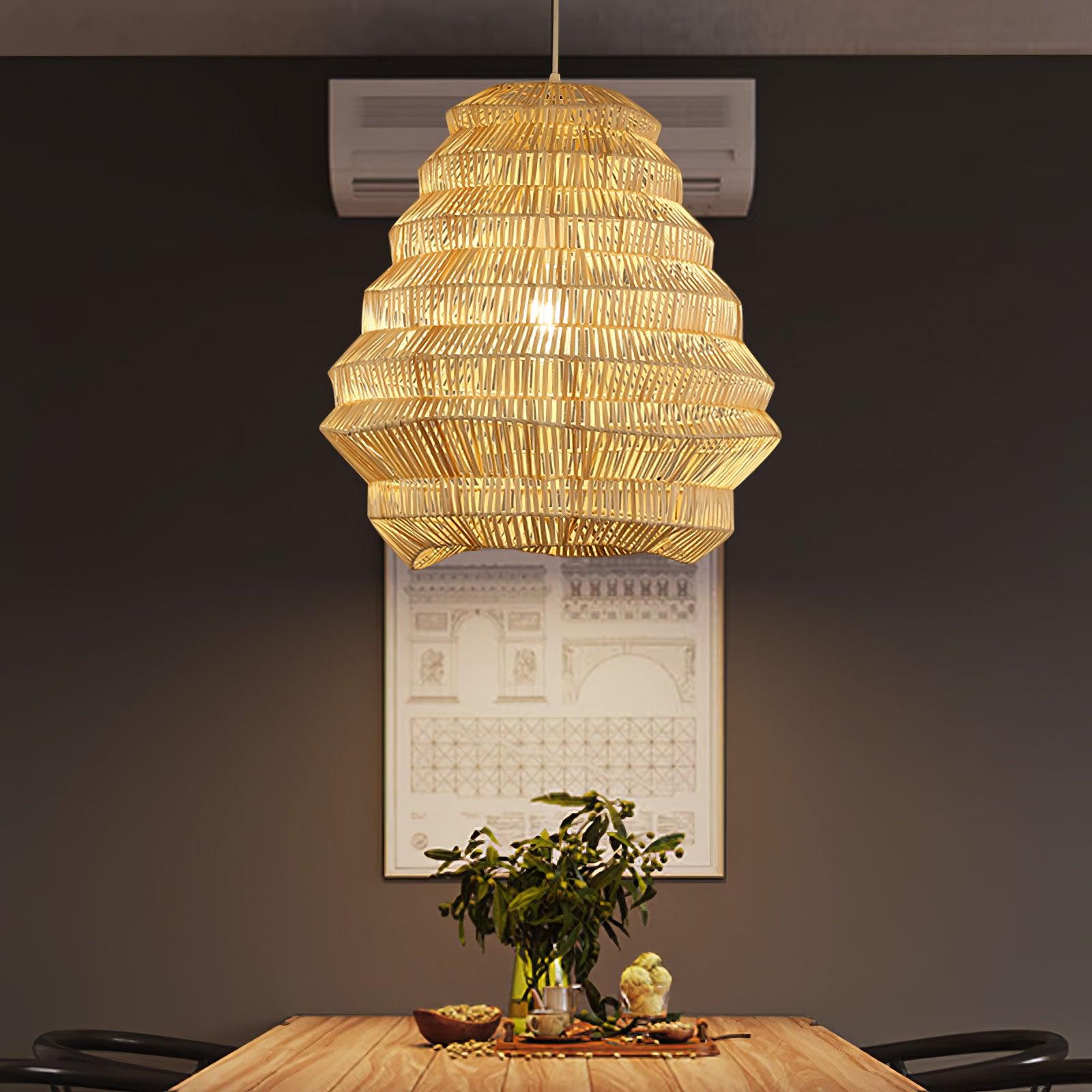 Strata Modern Bamboo Pendant Lamp-Neutral Decor