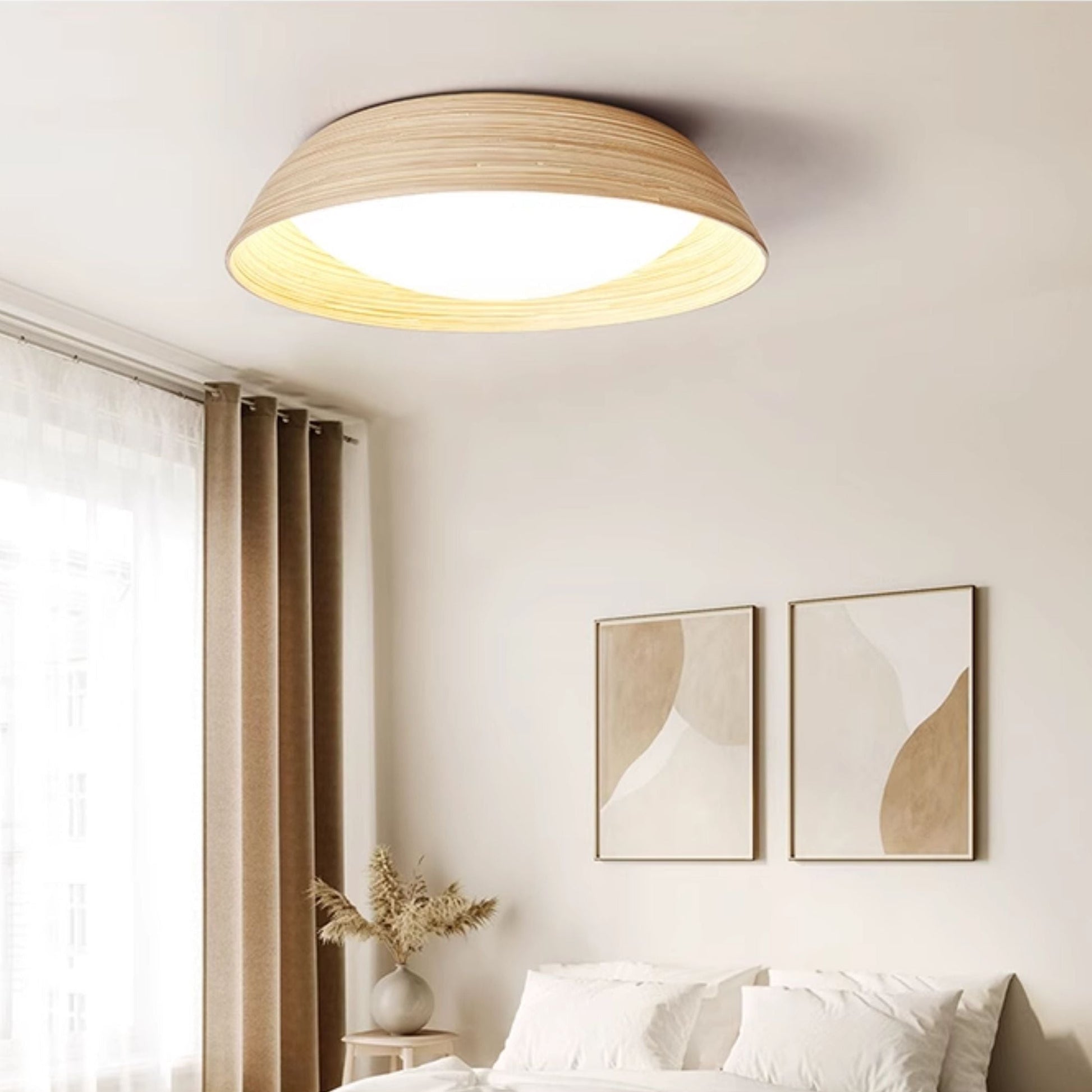 Bamboo Textured Ceiling Lamp-Neutral Decor