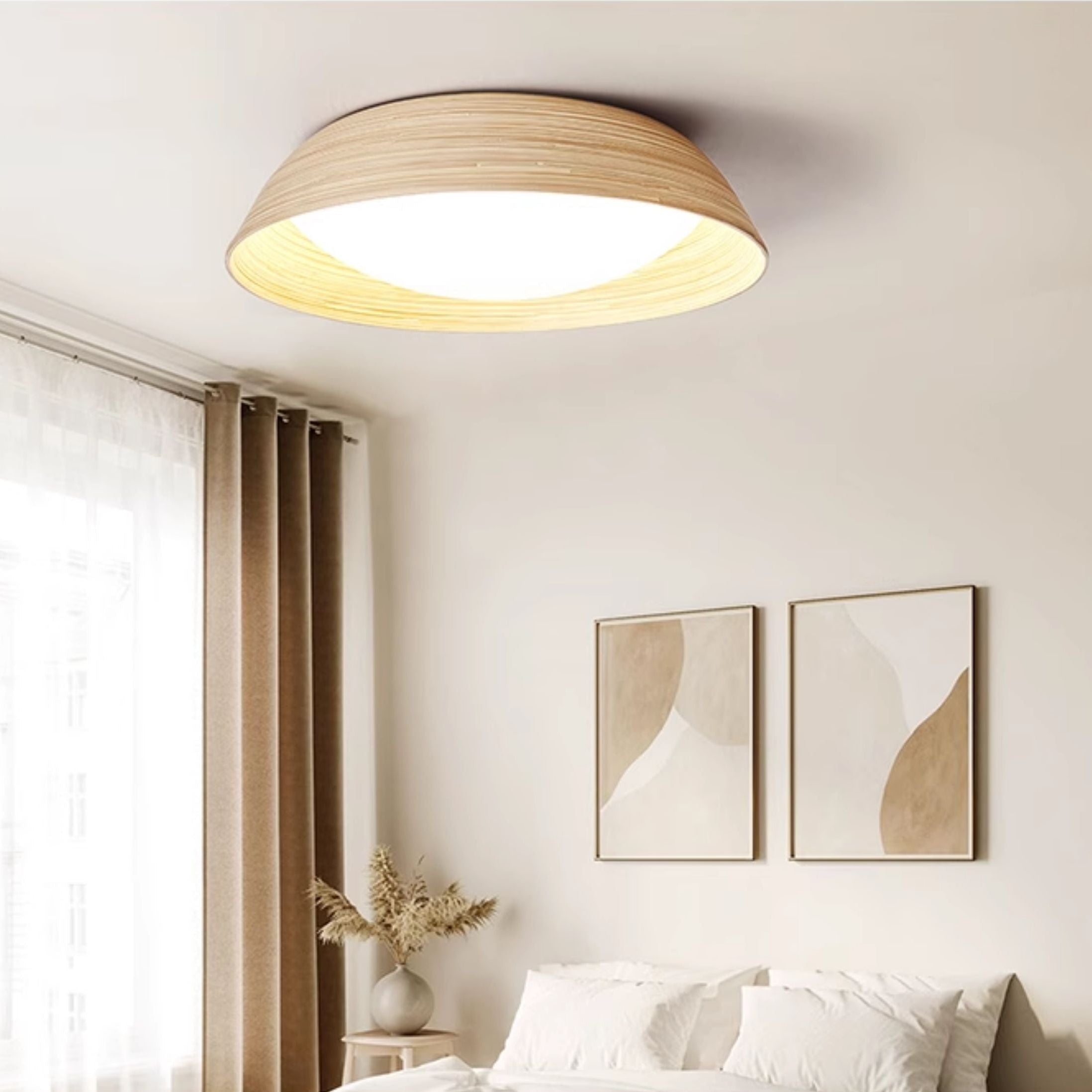 Bamboo Textured Ceiling Lamp-Neutral Decor