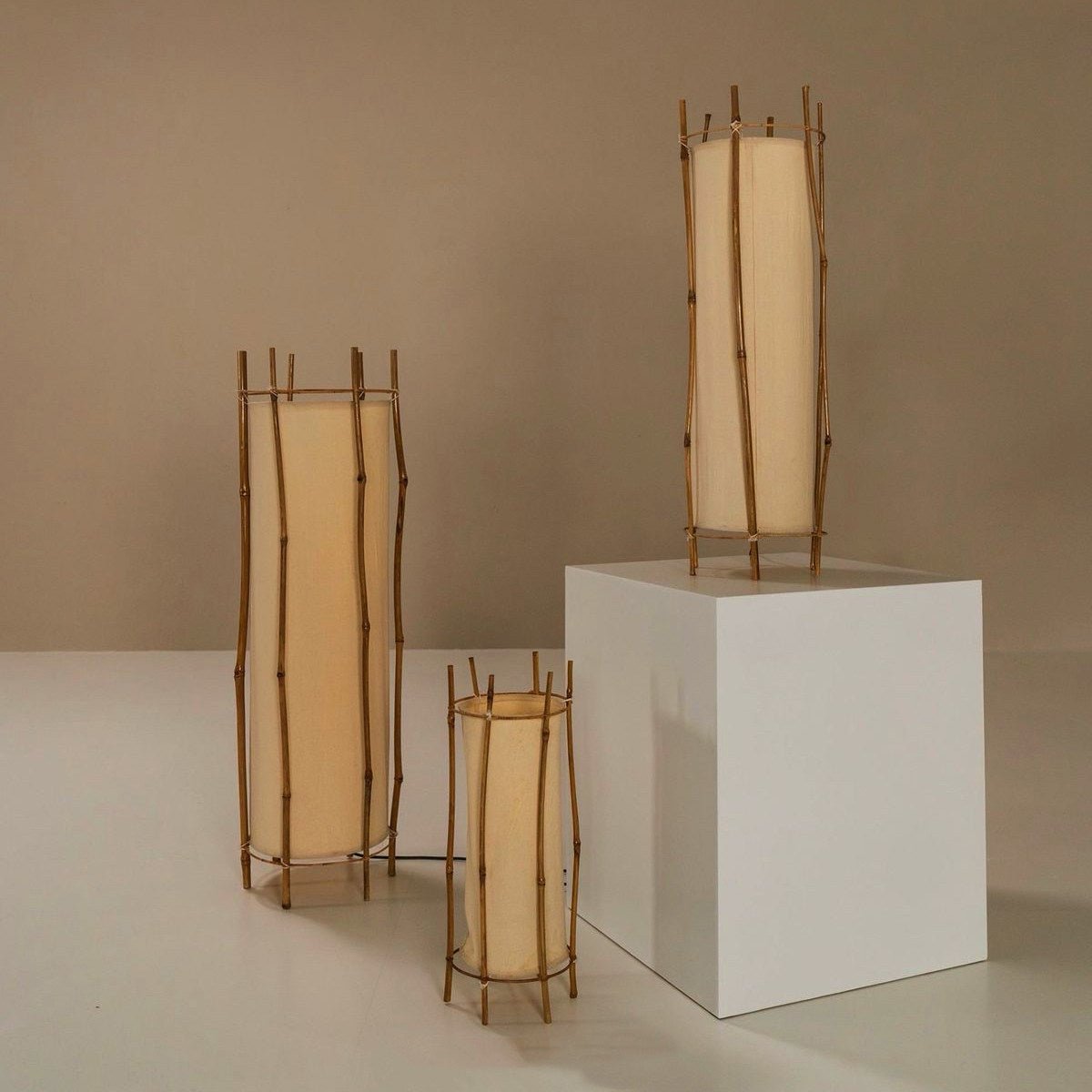 Bamboo Veil Lantern Floor Lamp-Neutral Decor