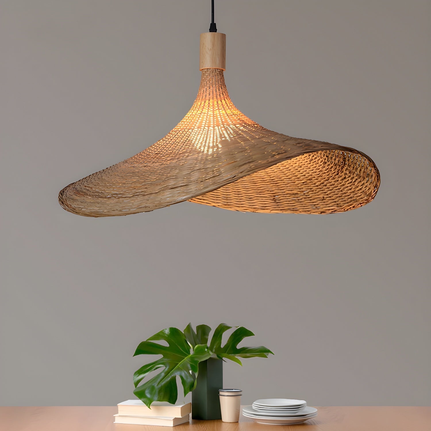 Marona Rattan Vintage Pendant Light-Neutral Decor