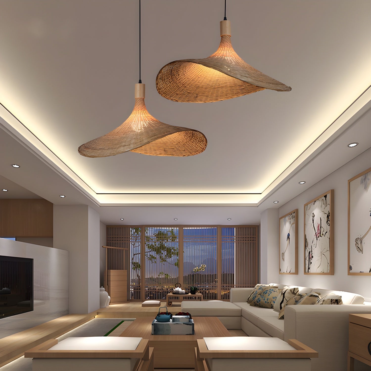 Marona Rattan Vintage Pendant Light-Neutral Decor