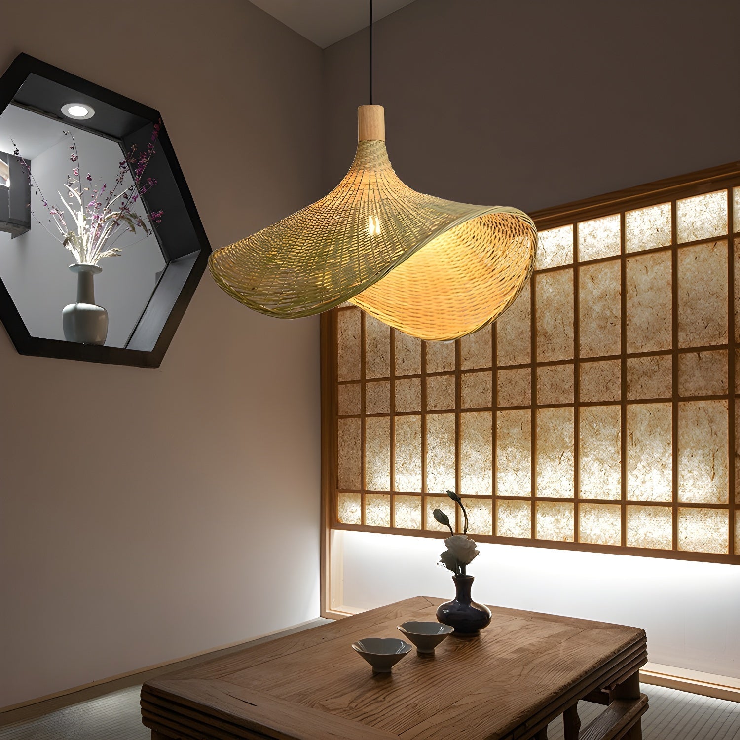 Marona Rattan Vintage Pendant Light-Neutral Decor