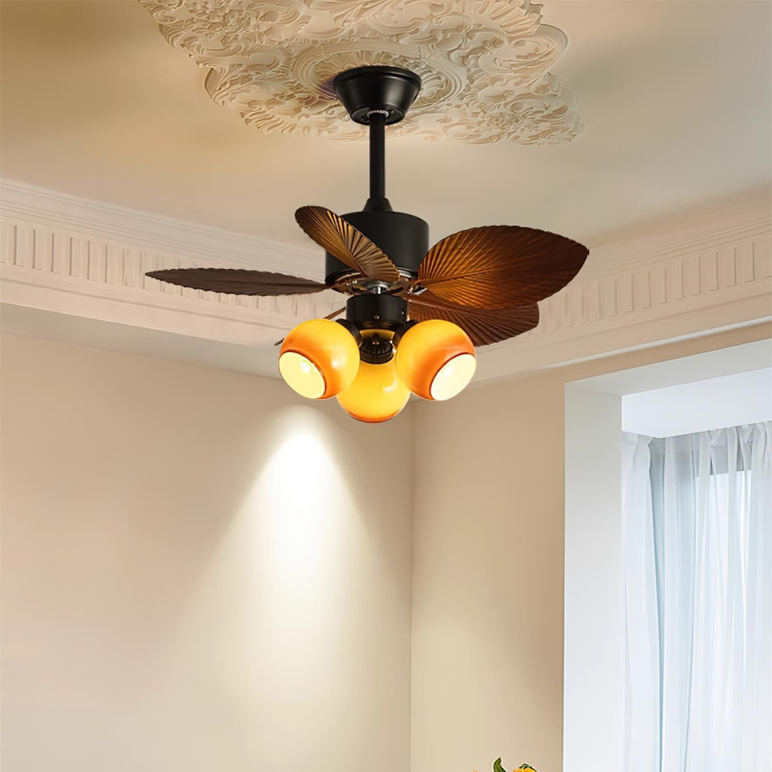 Nerina Tropical Glass Ceiling Fan Light-Neutral Decor