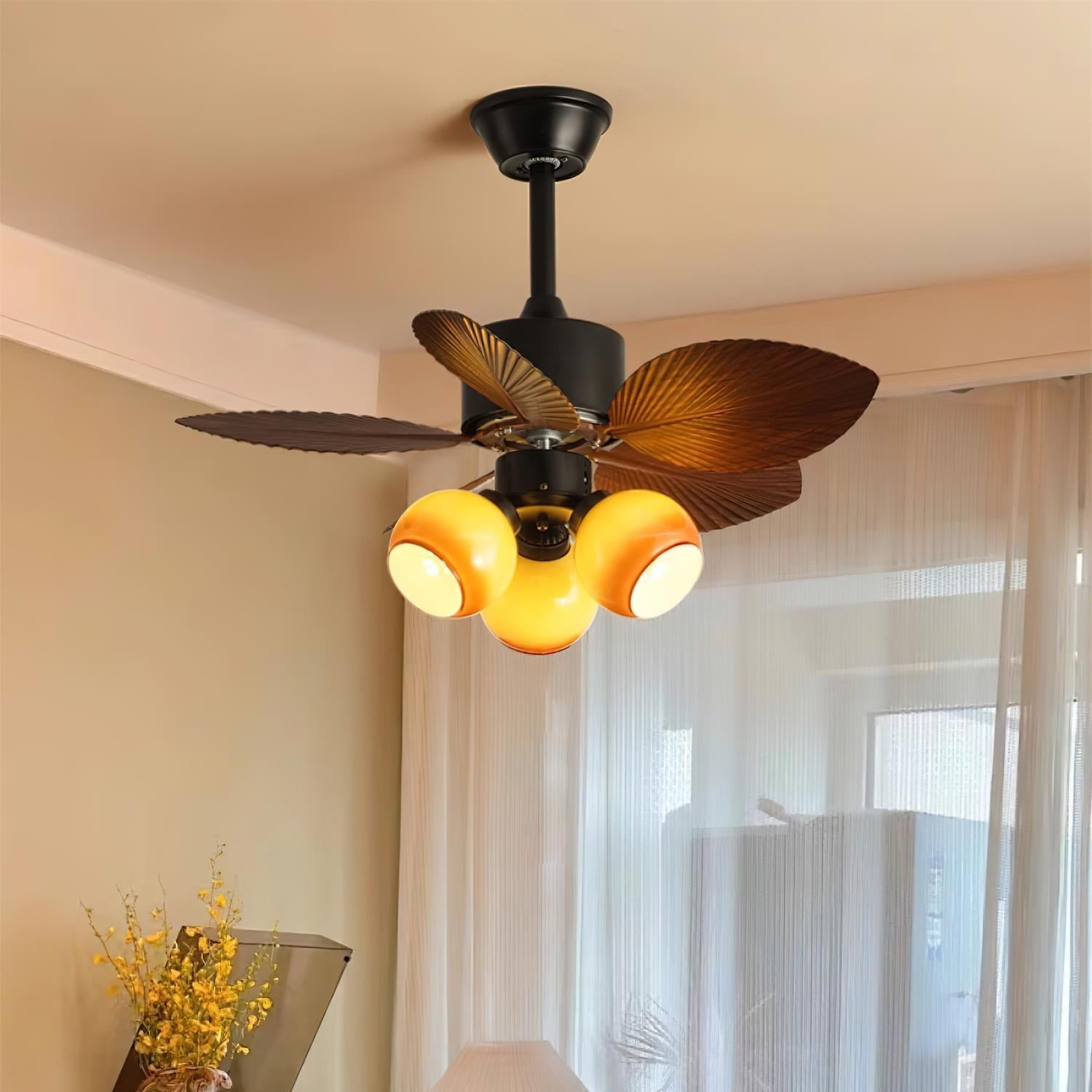 Nerina Tropical Glass Ceiling Fan Light-Neutral Decor